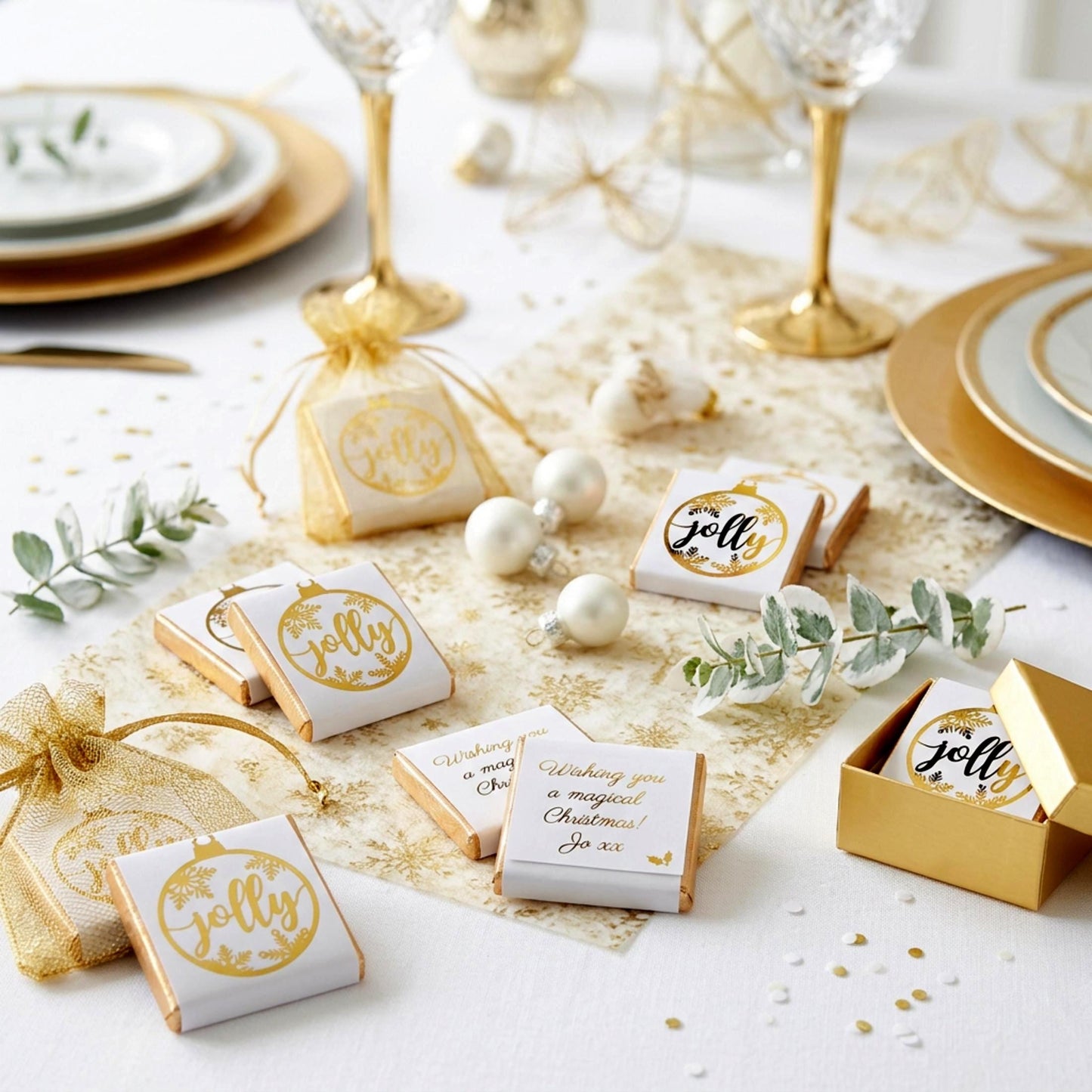 Personalised Christmas Party Favours Jolly Bauble – Gold Foiled Festive Treats
