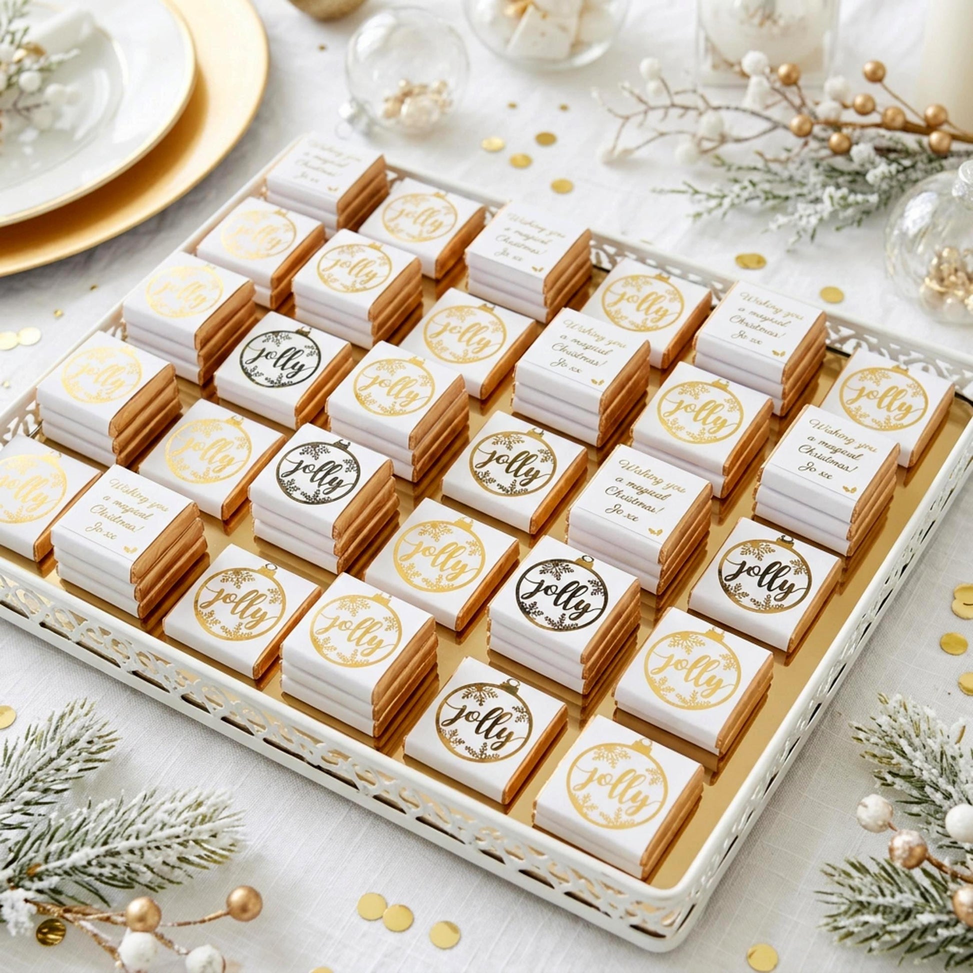 Personalised Christmas Party Favours Jolly Bauble – Gold Foiled Festive Treats