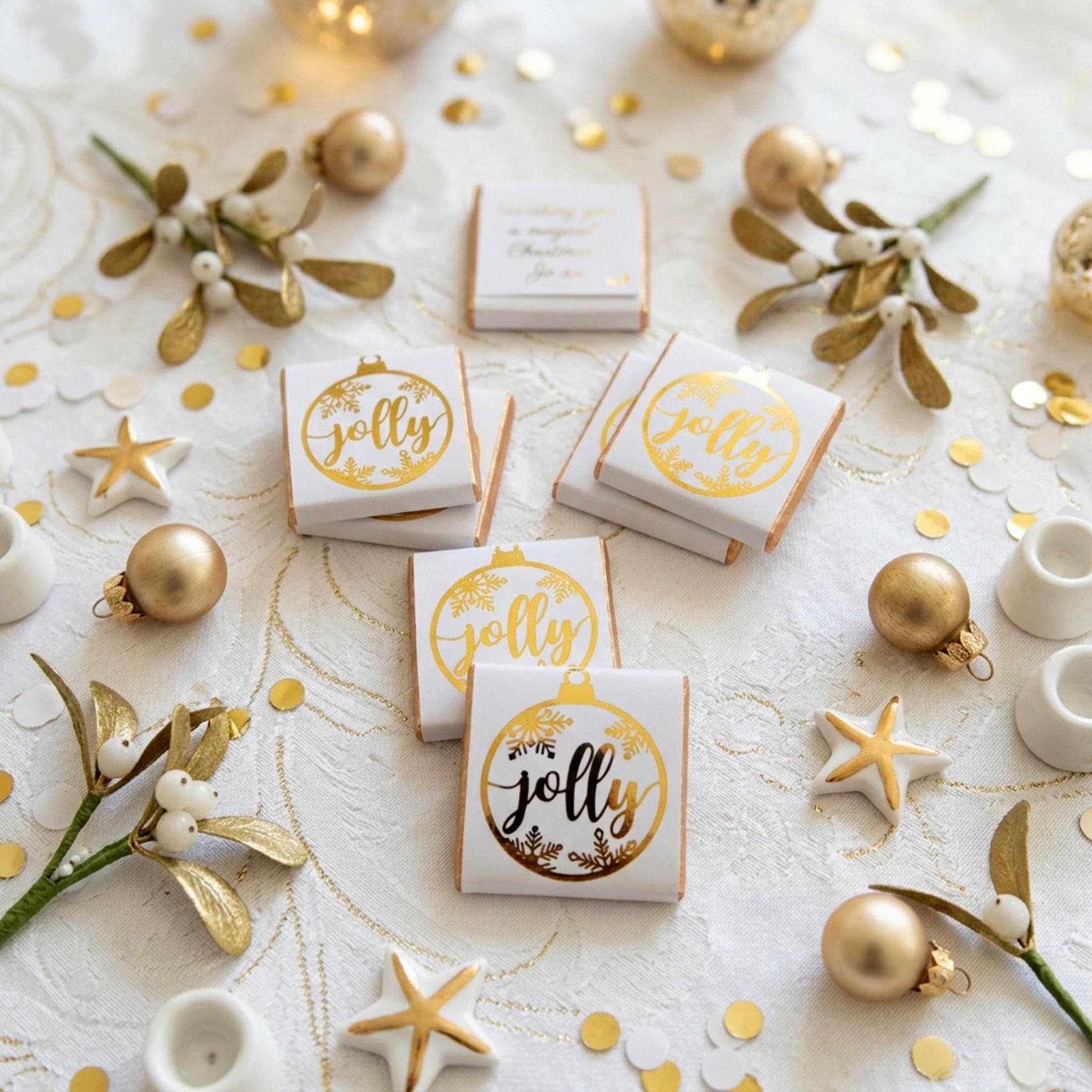 Personalised Christmas Party Favours Jolly Bauble – Gold Foiled Festive Treats