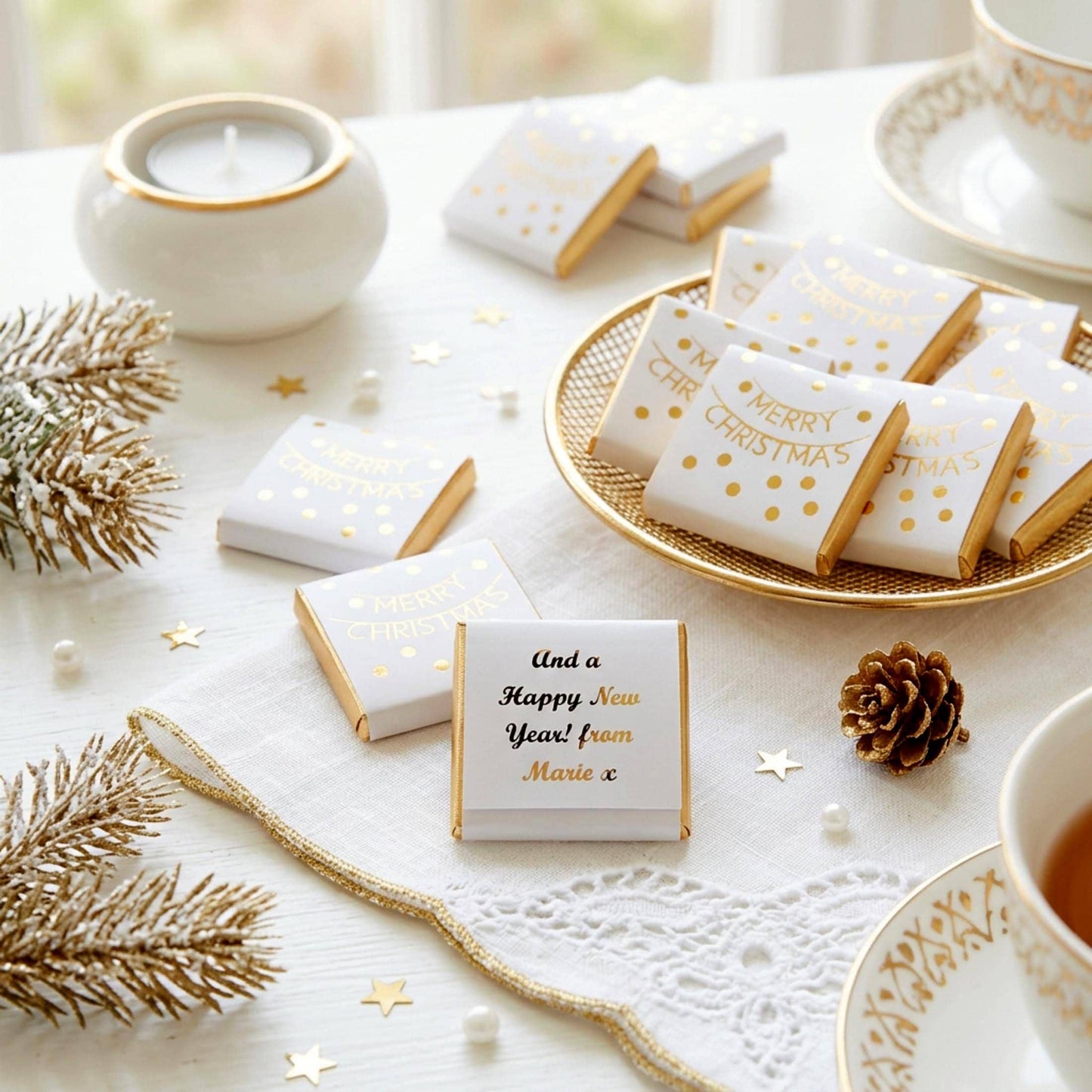 Personalised Merry Christmas Party Favours – Gold Foiled Festive Treats