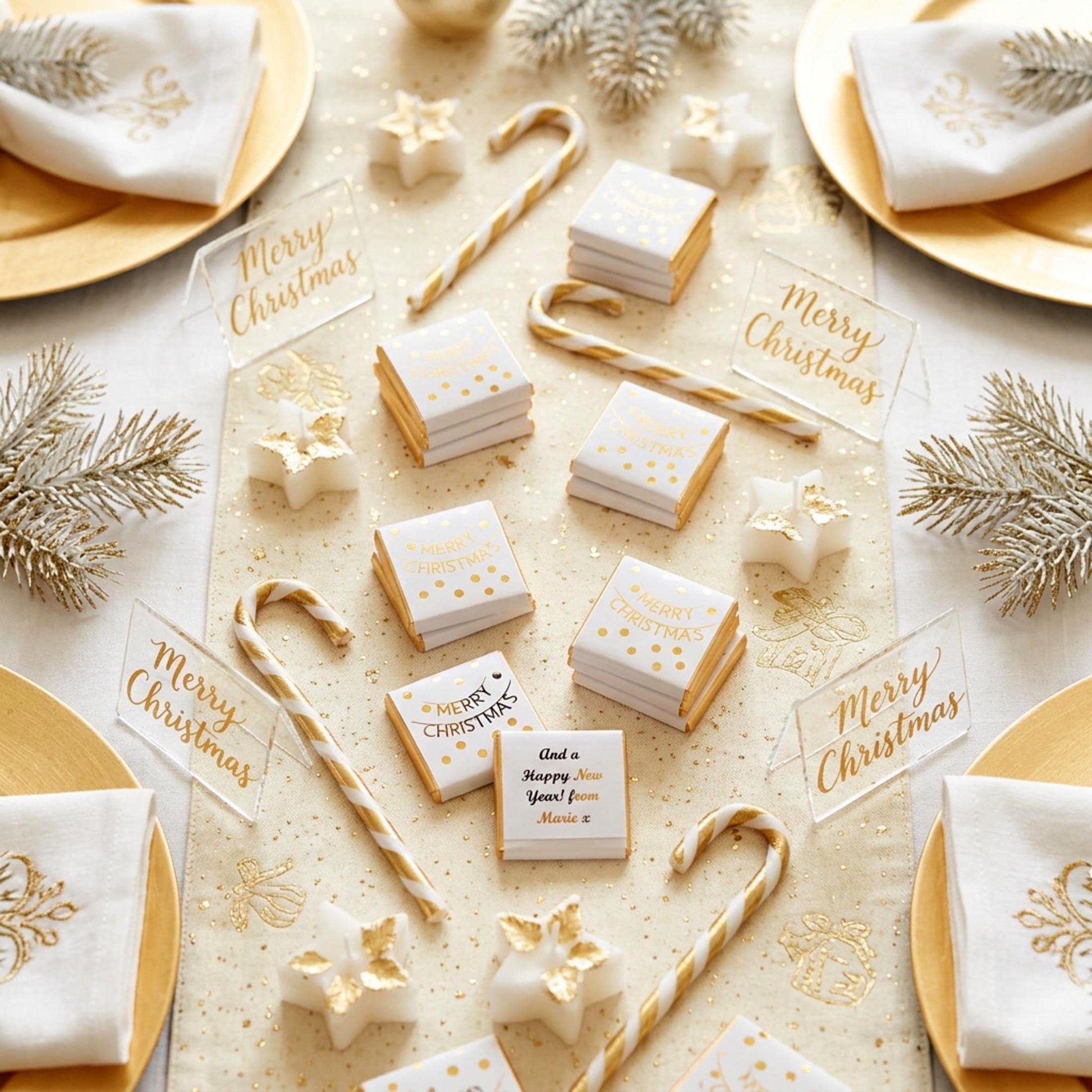Personalised Merry Christmas Party Favours – Gold Foiled Festive Treats
