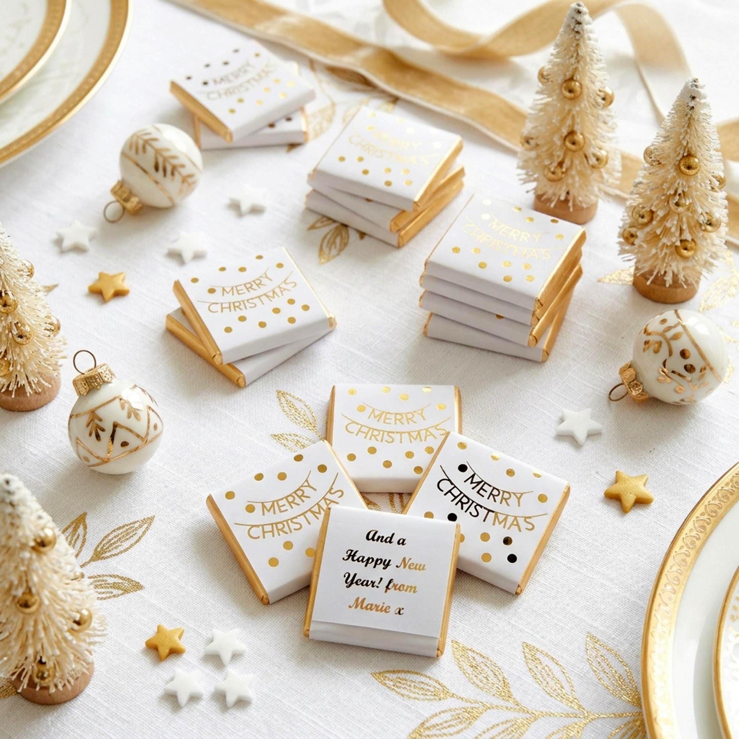 Personalised Merry Christmas Party Favours – Gold Foiled Festive Treats