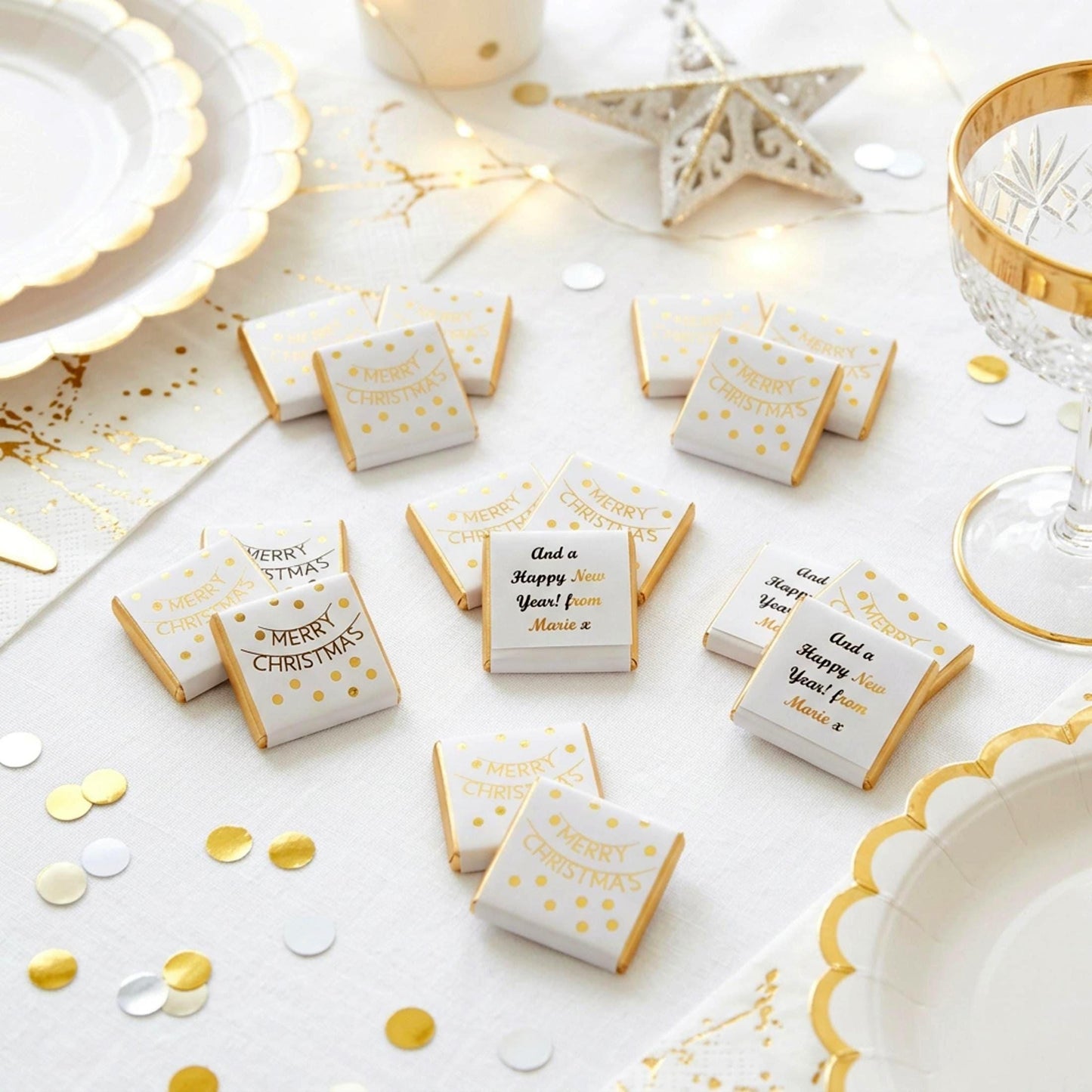 Personalised Merry Christmas Party Favours – Gold Foiled Festive Treats