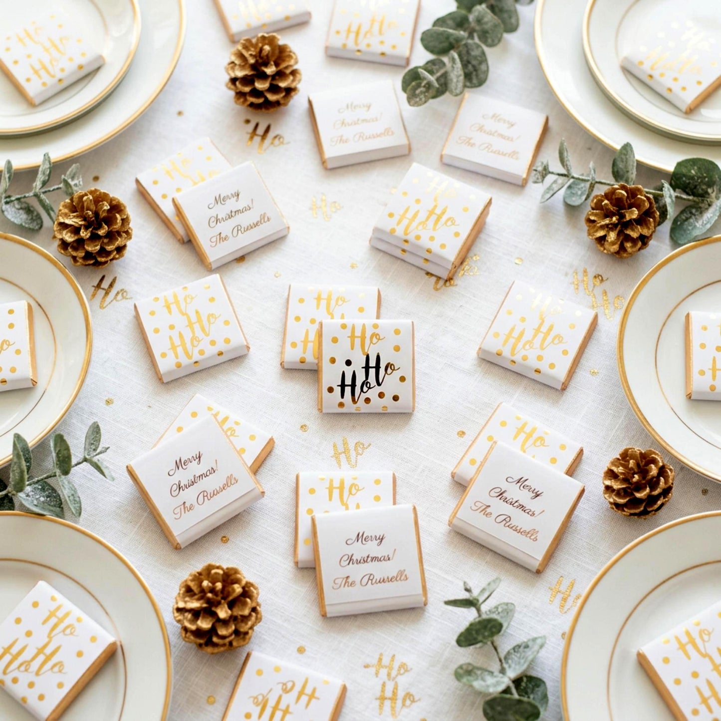 Personalised Christmas Party Favours Ho Ho Ho – Gold Foiled Festive Treats