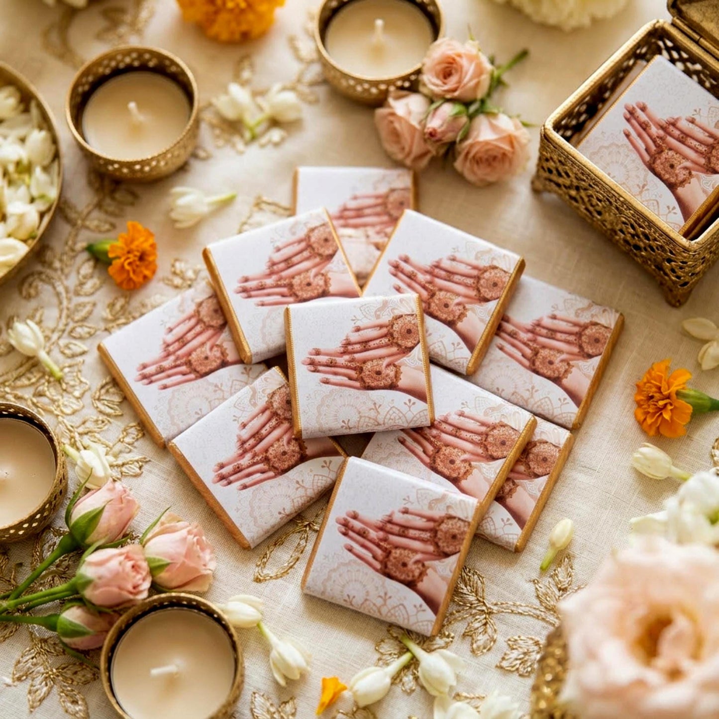 Personalised Mehndi Party Chocolate Favours - Henna Night Table Decor