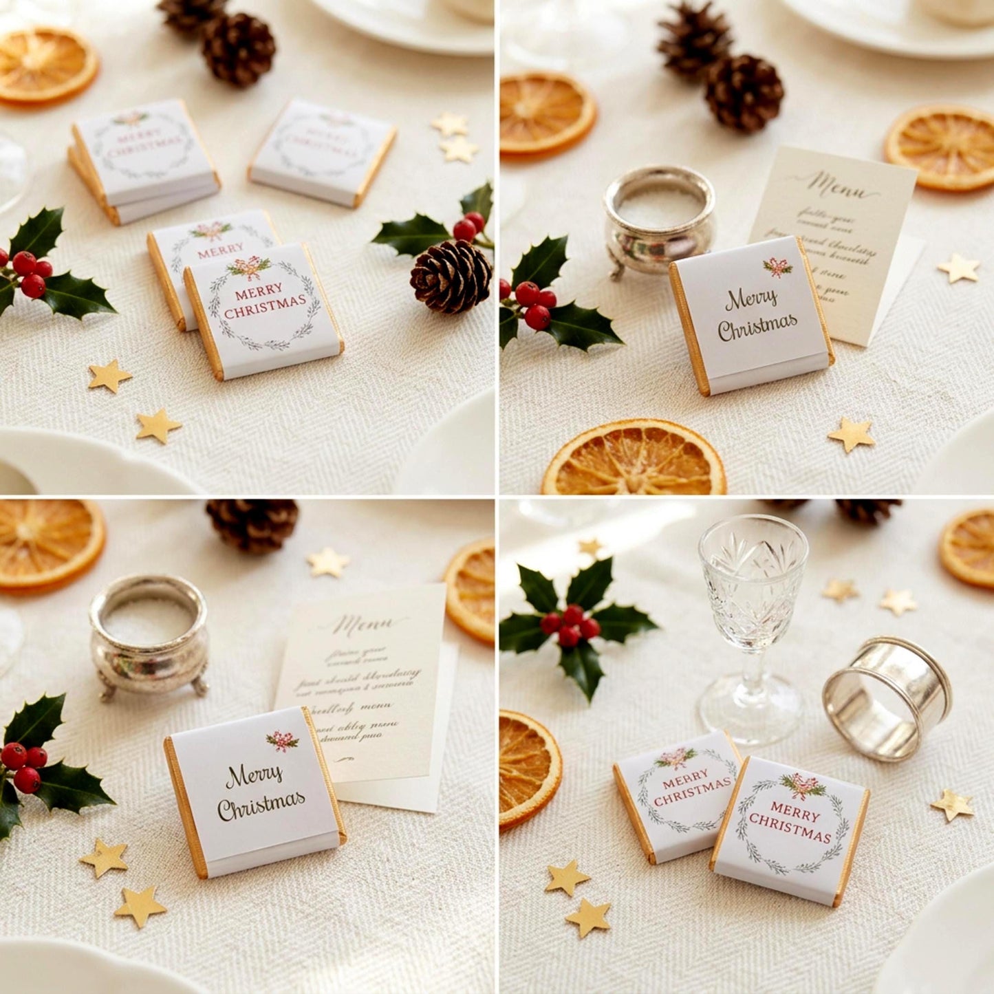 Personalised Merry Christmas Party Favours Holly Wreath