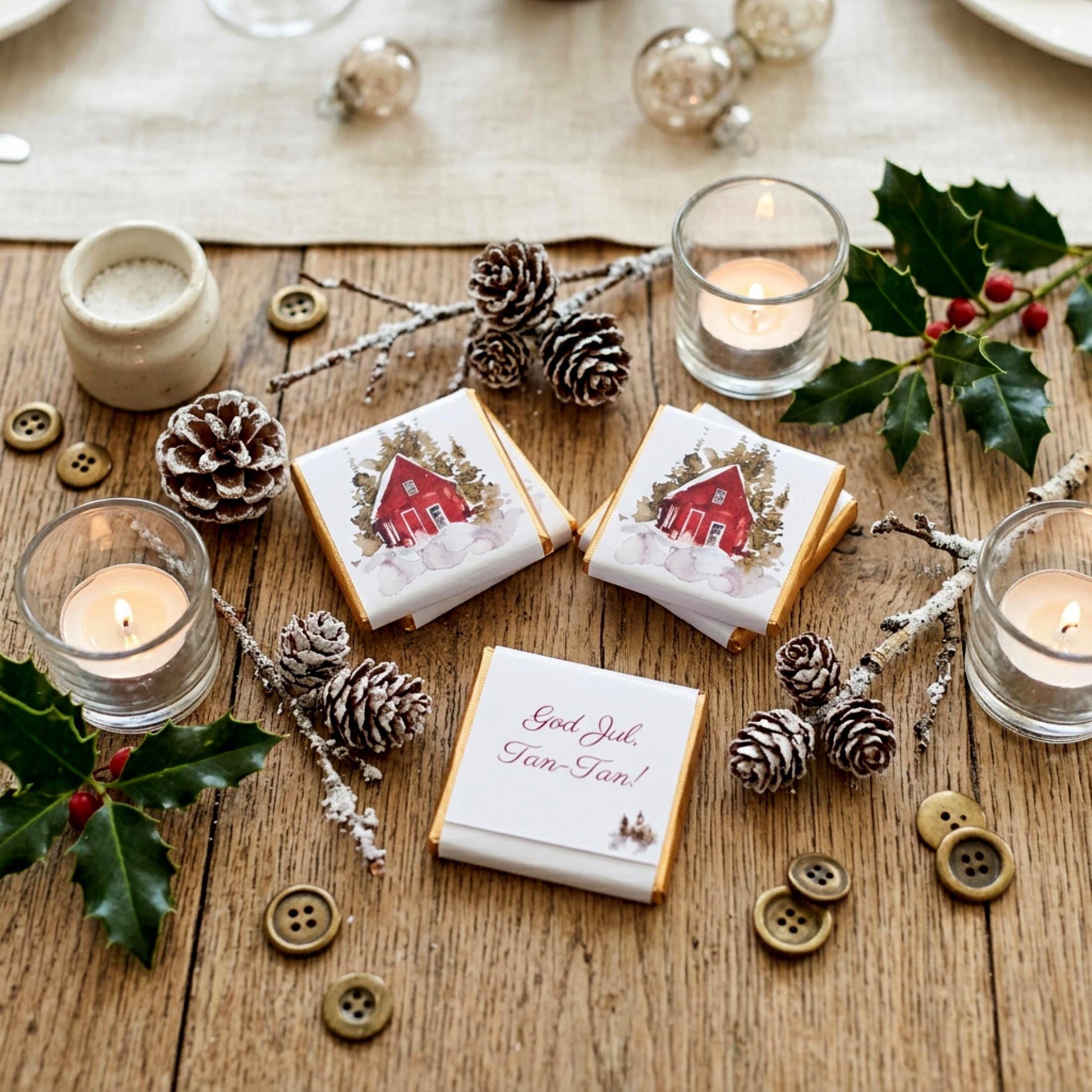 Personalised Christmas Party Favours Winter Woodland Cabin