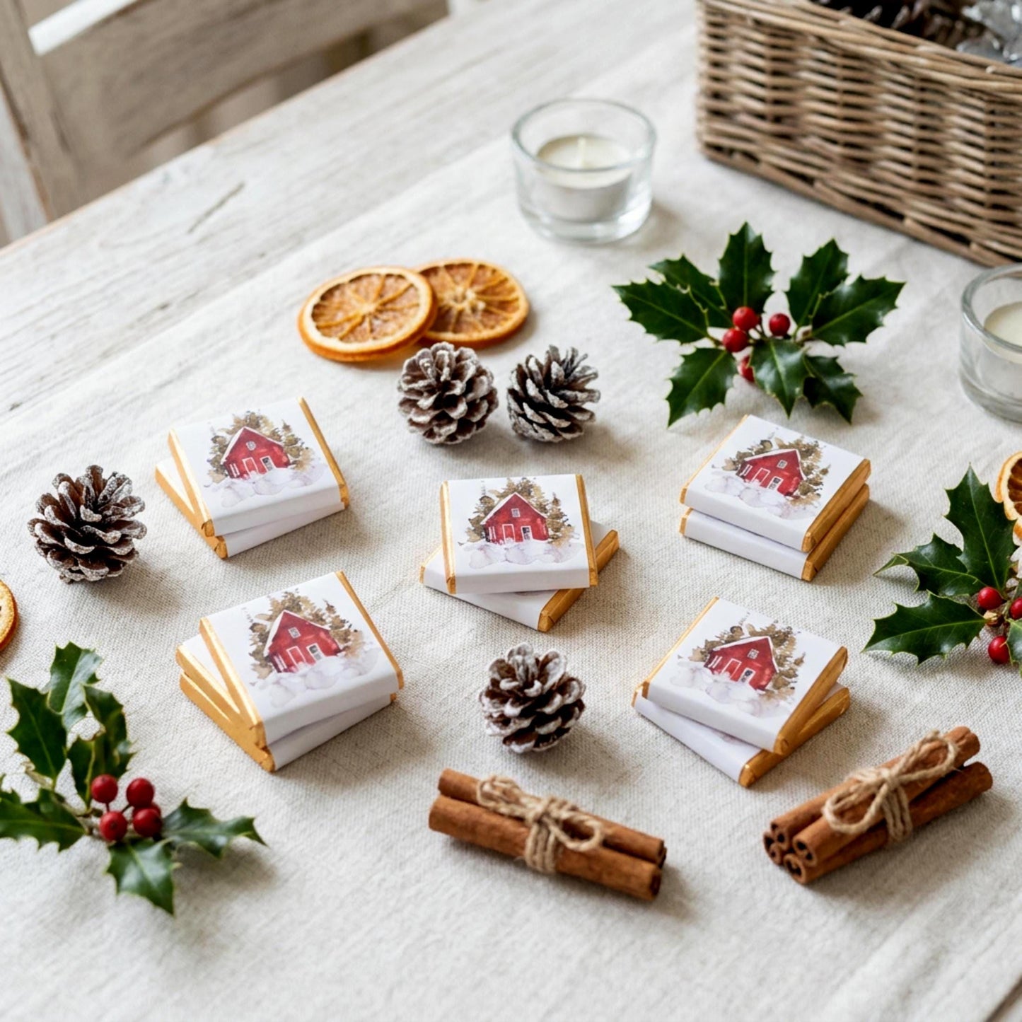 Personalised Christmas Party Favours Winter Woodland Cabin