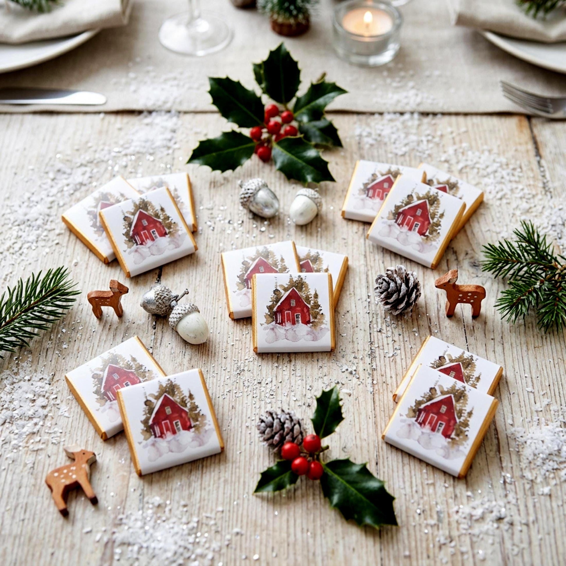 Personalised Christmas Party Favours Winter Woodland Cabin