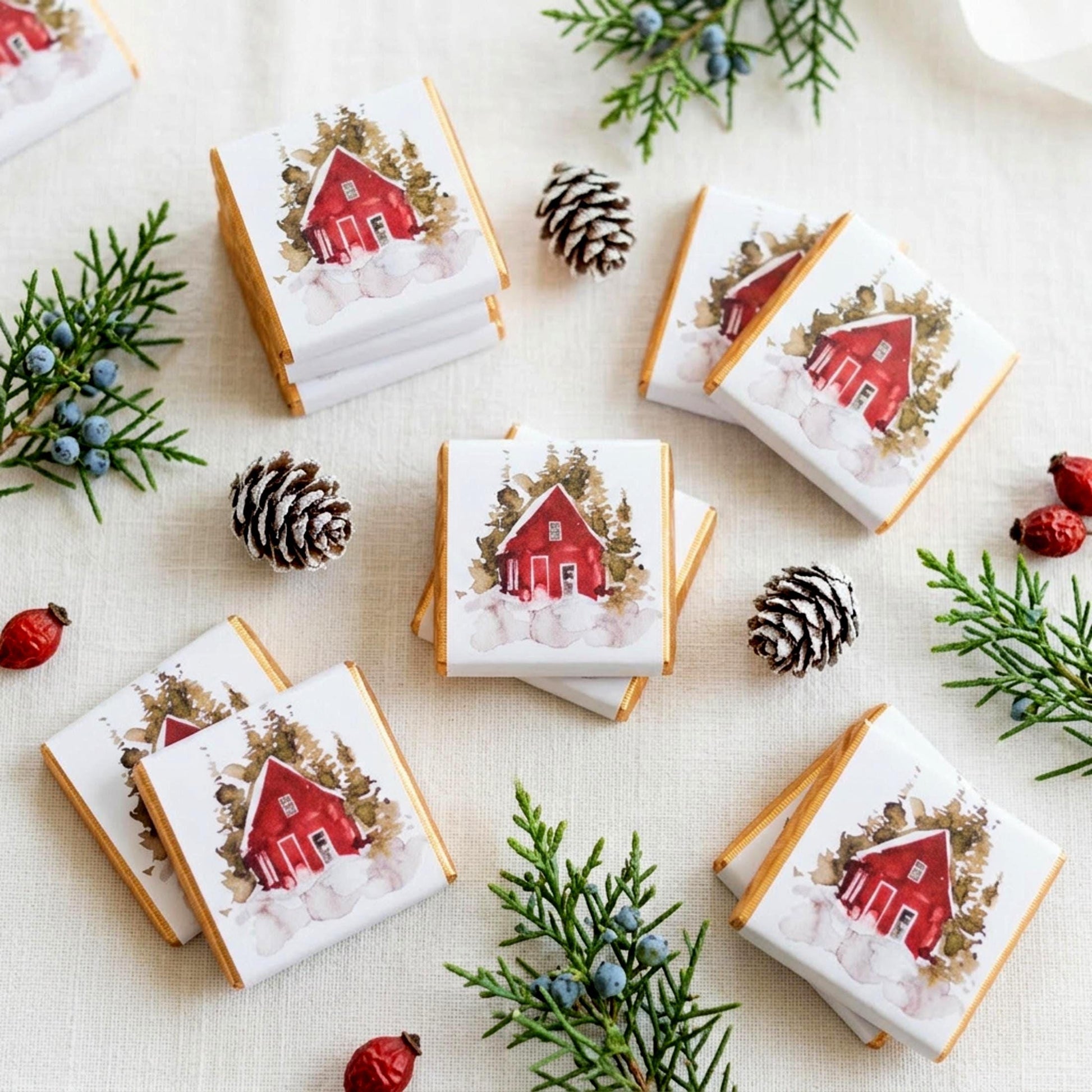 Personalised Christmas Party Favours Winter Woodland Cabin