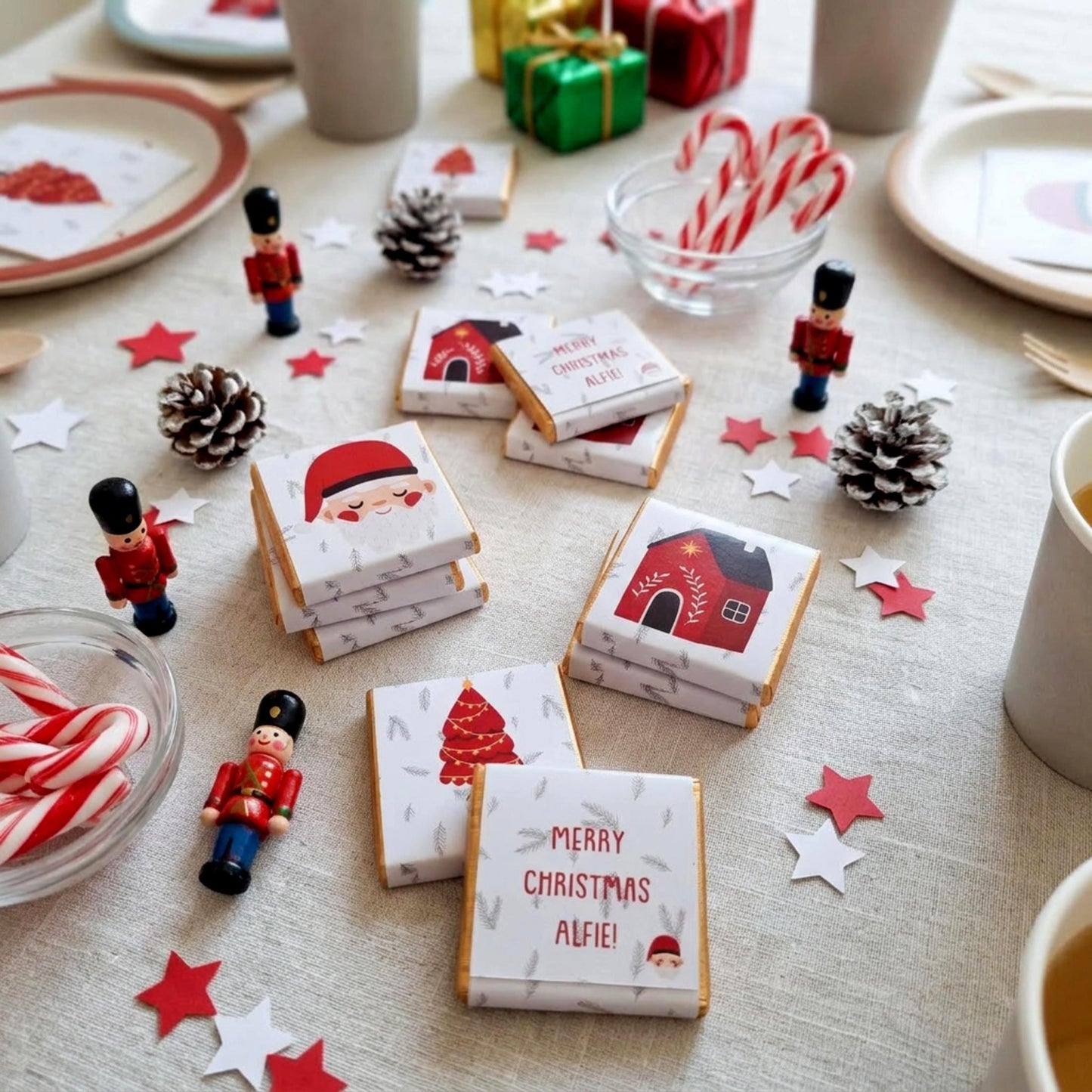 Personalised Christmas Party Favours for Children, Xmas motifs