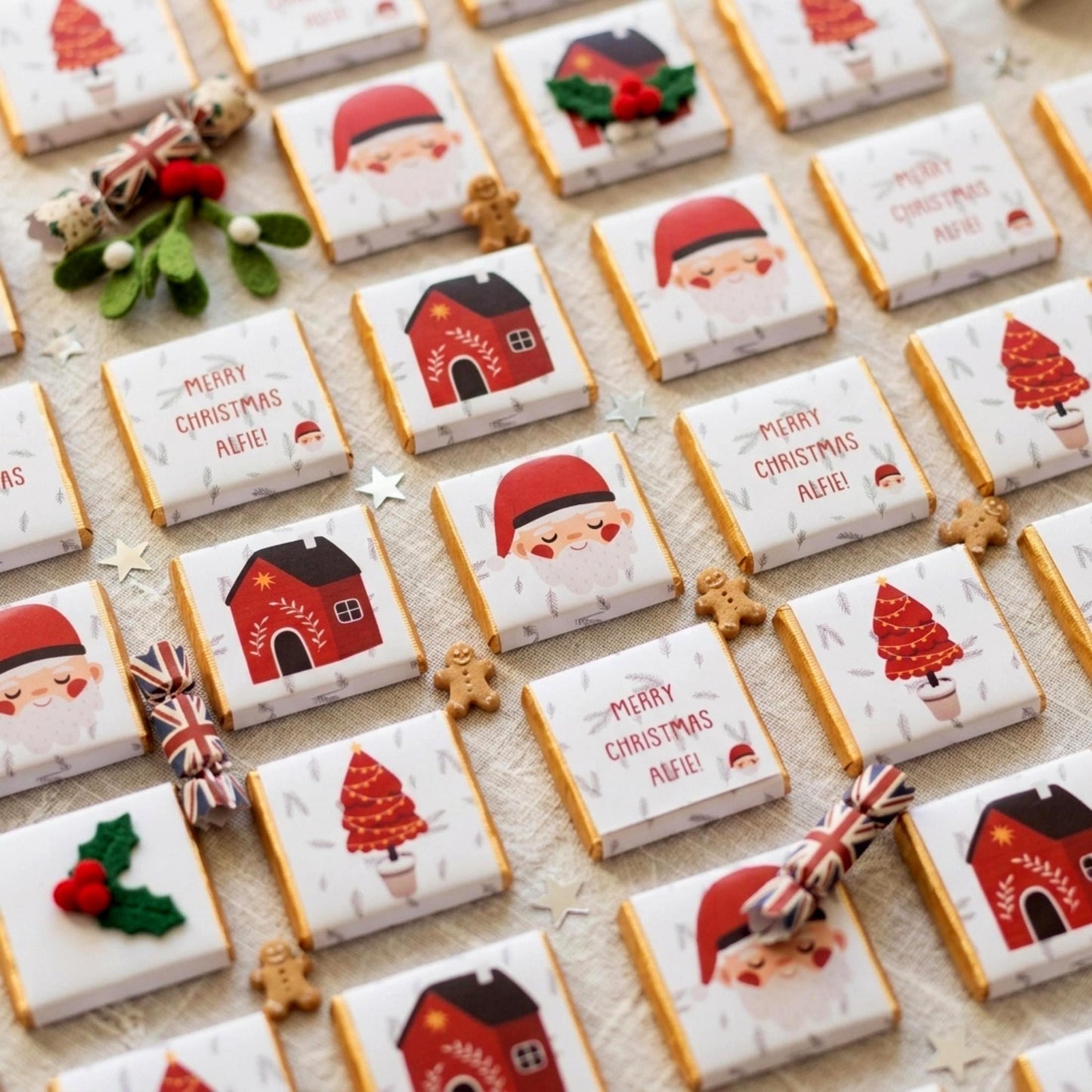 Personalised Christmas Party Favours for Children, Xmas motifs