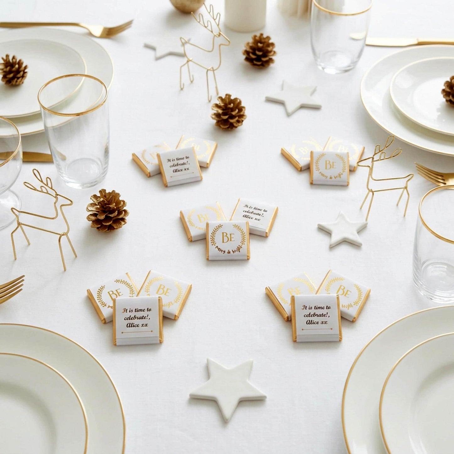 Personalised Christmas Party Favours Be Merry and Bright – Gold Foiled Festive Treats