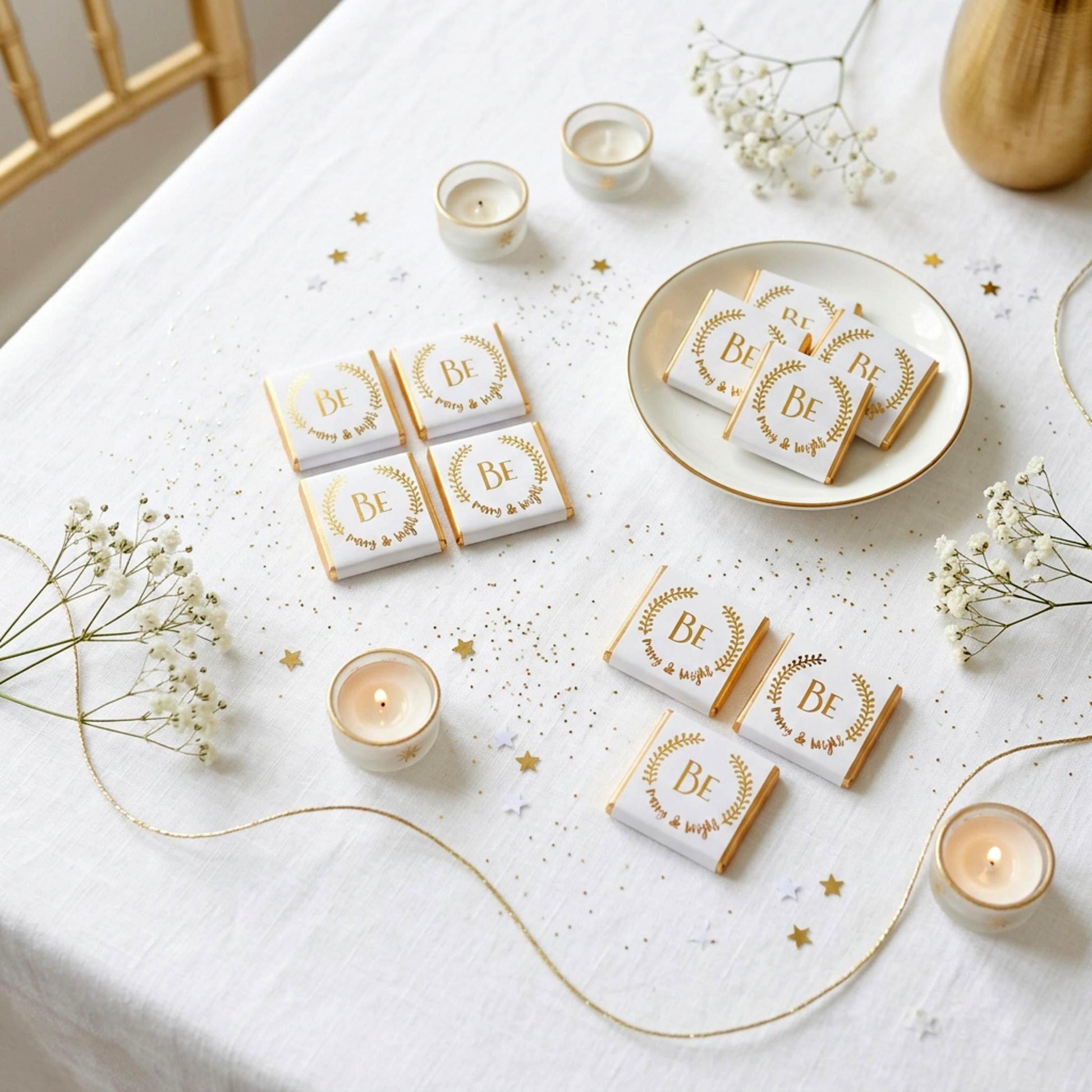 Personalised Christmas Party Favours Be Merry and Bright – Gold Foiled Festive Treats