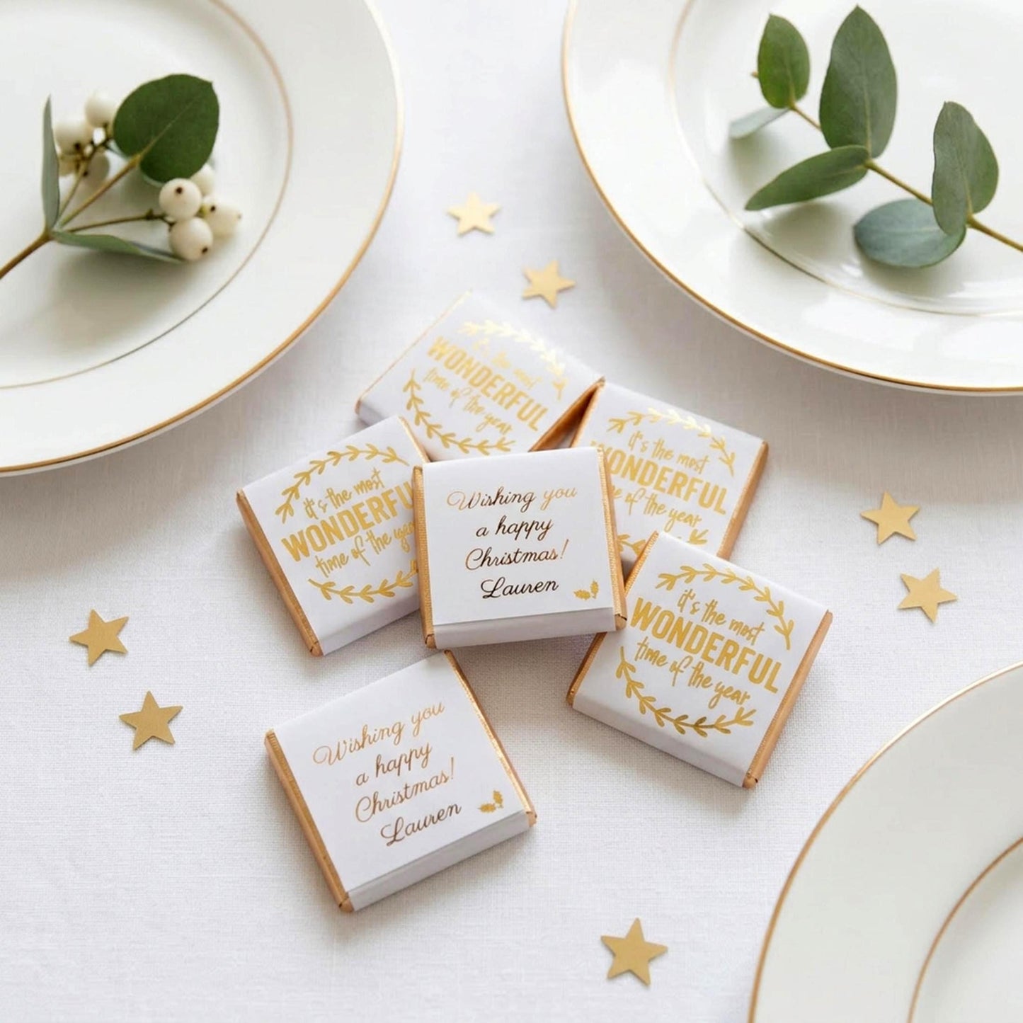 Personalised Christmas Party Favours Wonderful Time – Gold Foiled Festive Treats