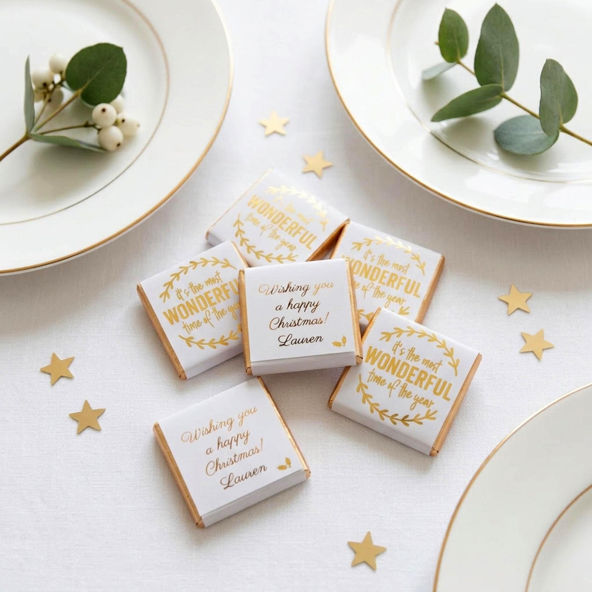 Personalised Christmas Party Favours Wonderful Time – Gold Foiled Festive Treats