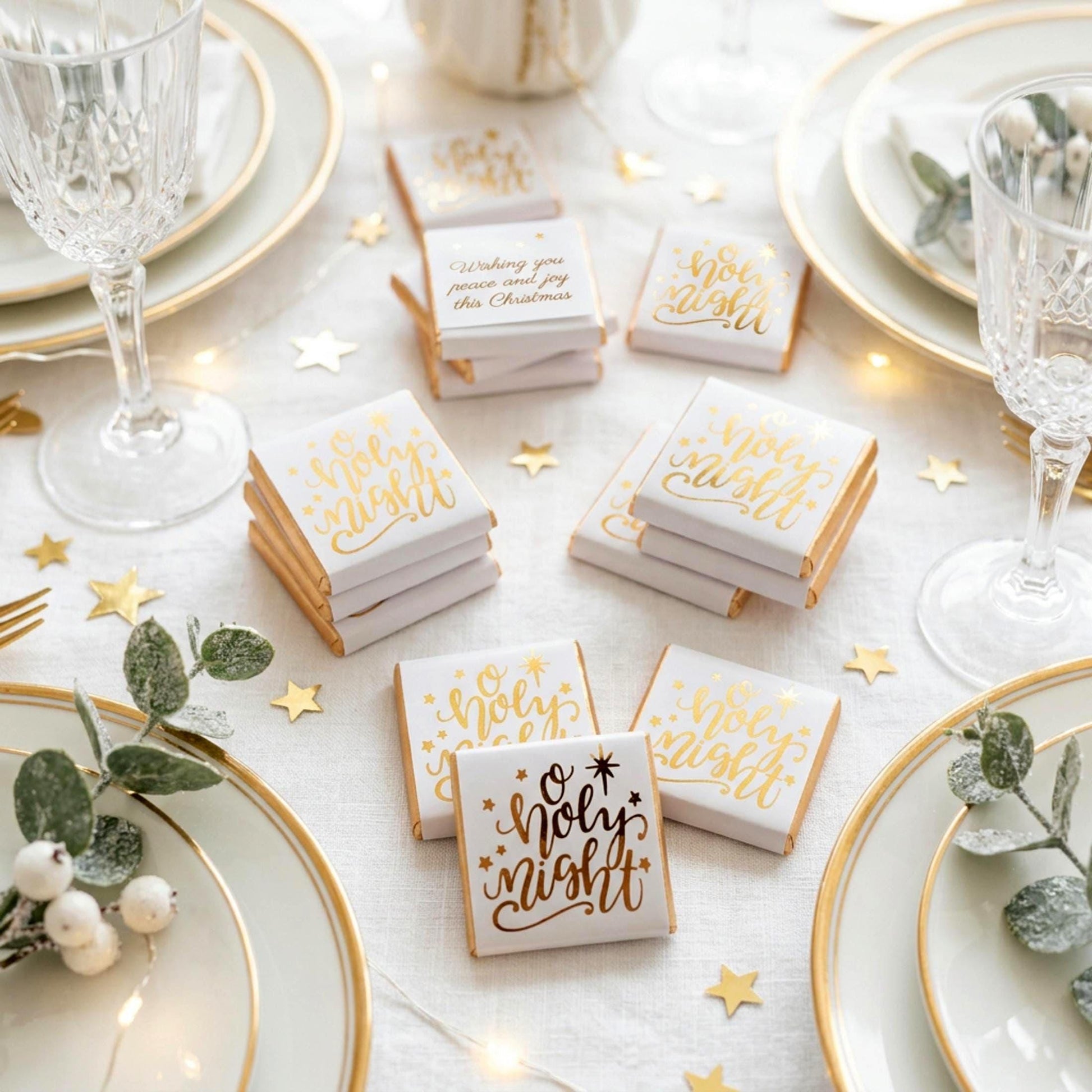 Personalised Christmas Party Favours O Holly Night – Gold Foiled Festive Treats