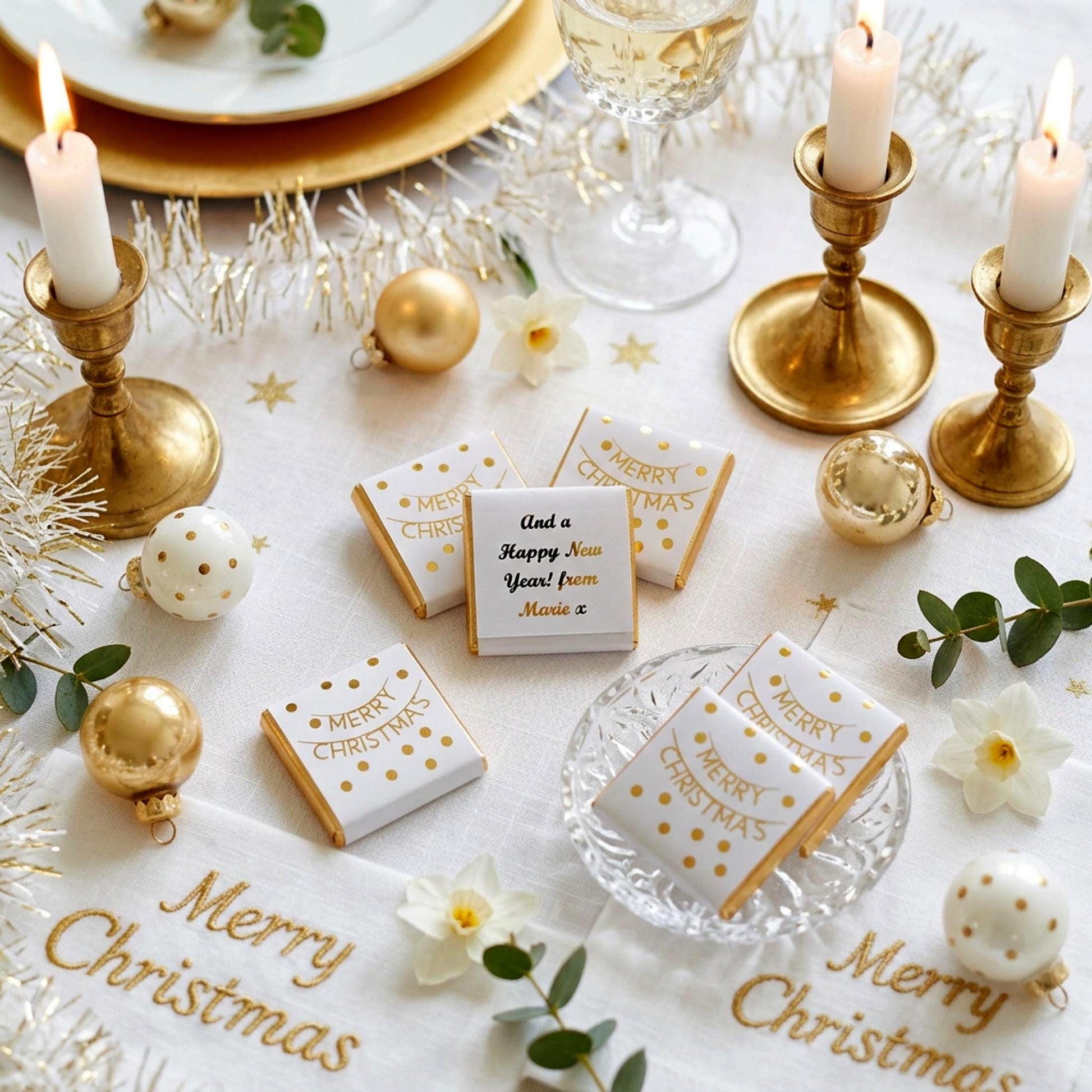Personalised Merry Christmas Party Favours – Gold Foiled Festive Treats