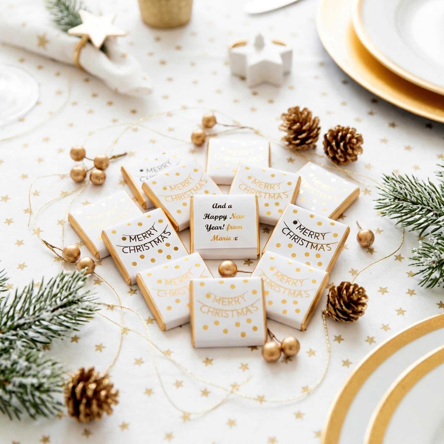 Personalised Merry Christmas Party Favours – Gold Foiled Festive Treats