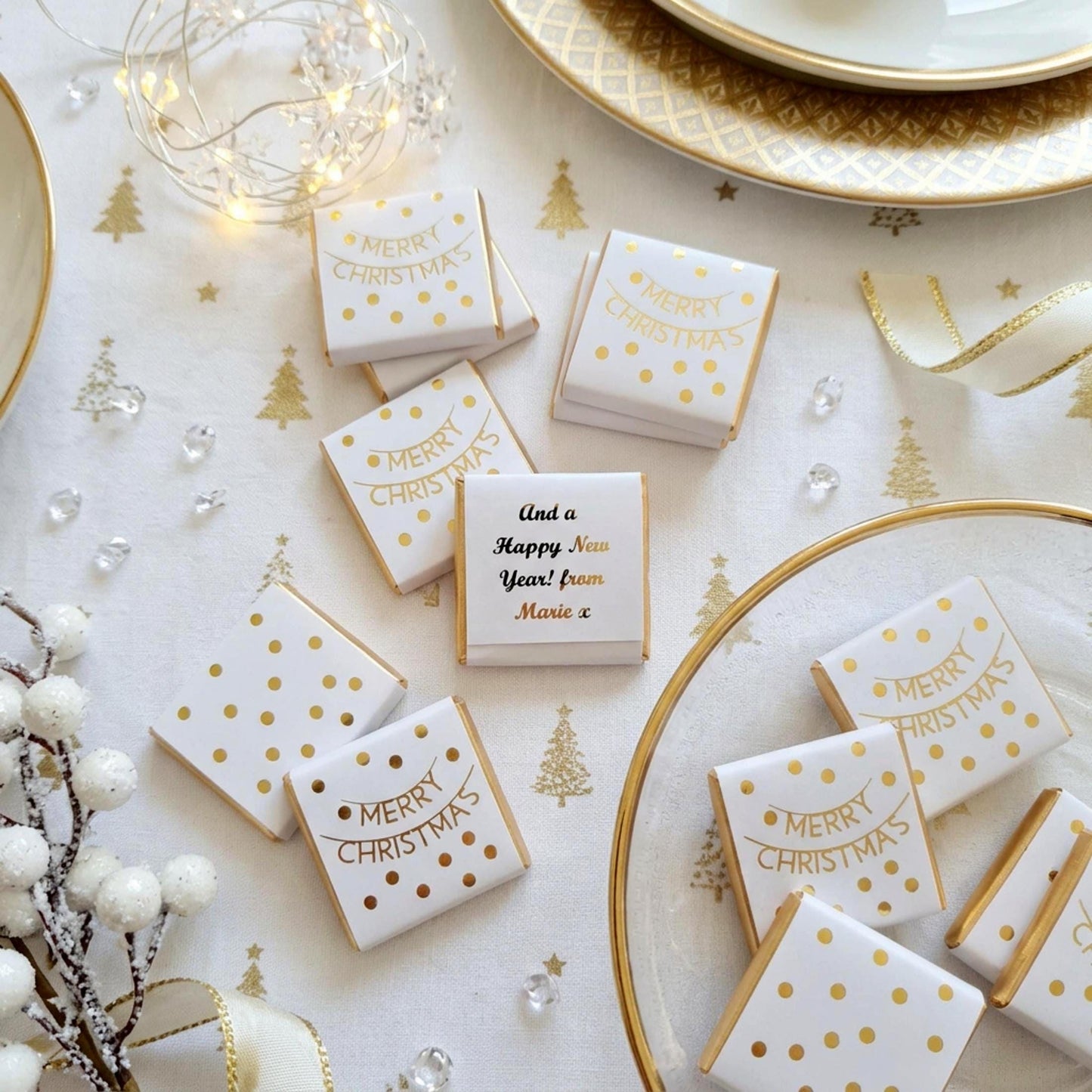 Personalised Merry Christmas Party Favours – Gold Foiled Festive Treats