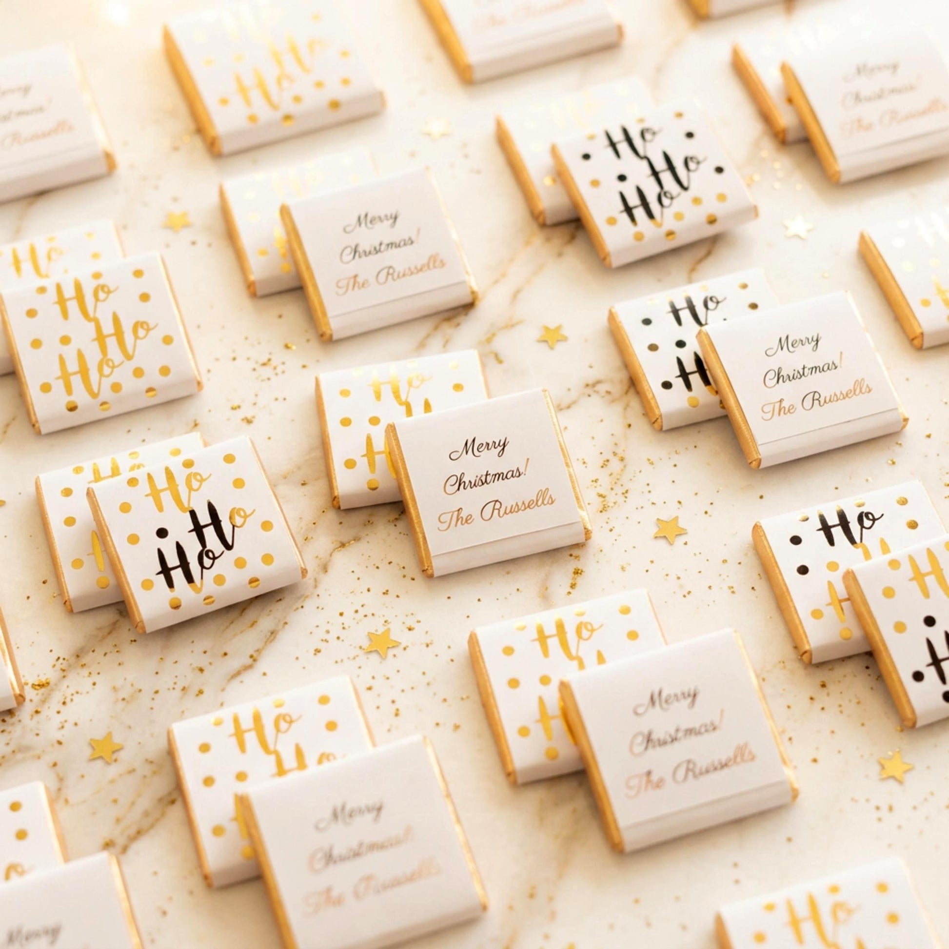 Personalised Christmas Party Favours Ho Ho Ho – Gold Foiled Festive Treats