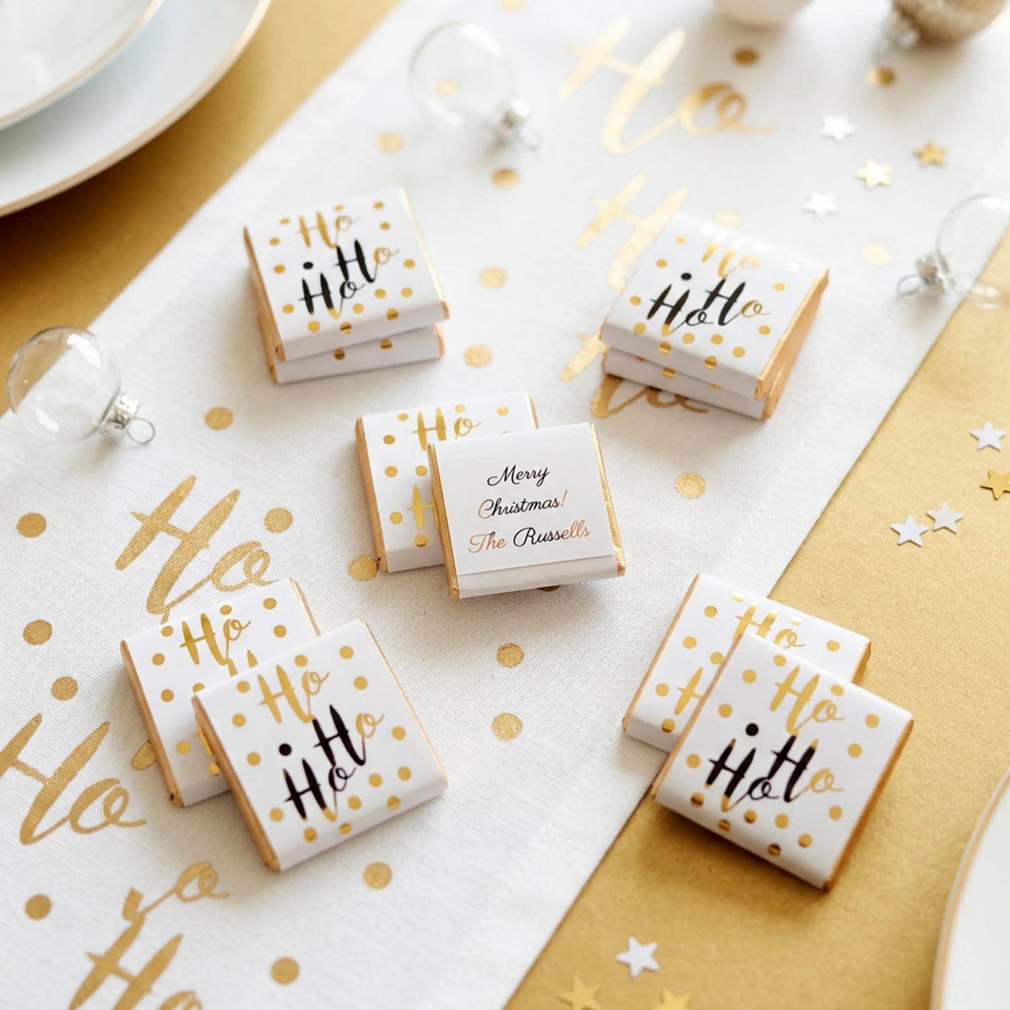 Personalised Christmas Party Favours Ho Ho Ho – Gold Foiled Festive Treats