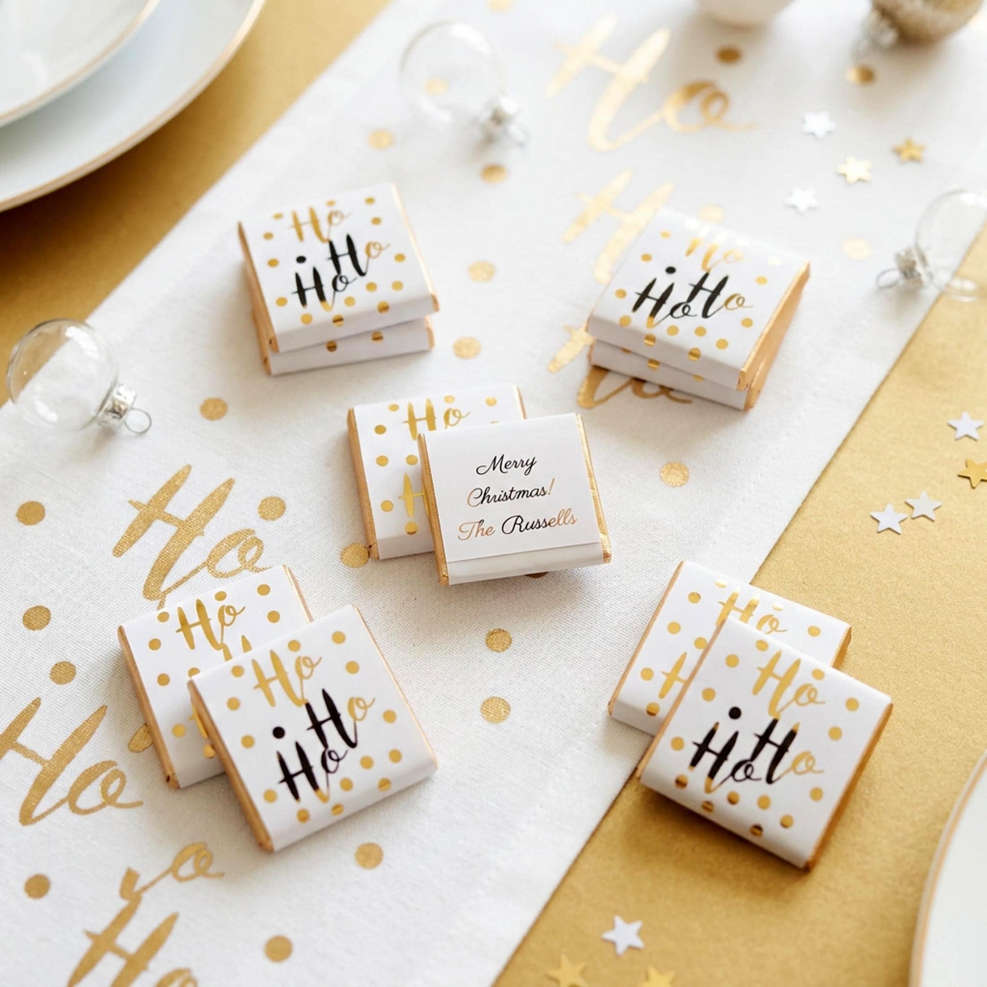 Personalised Christmas Party Favours Ho Ho Ho – Gold Foiled Festive Treats