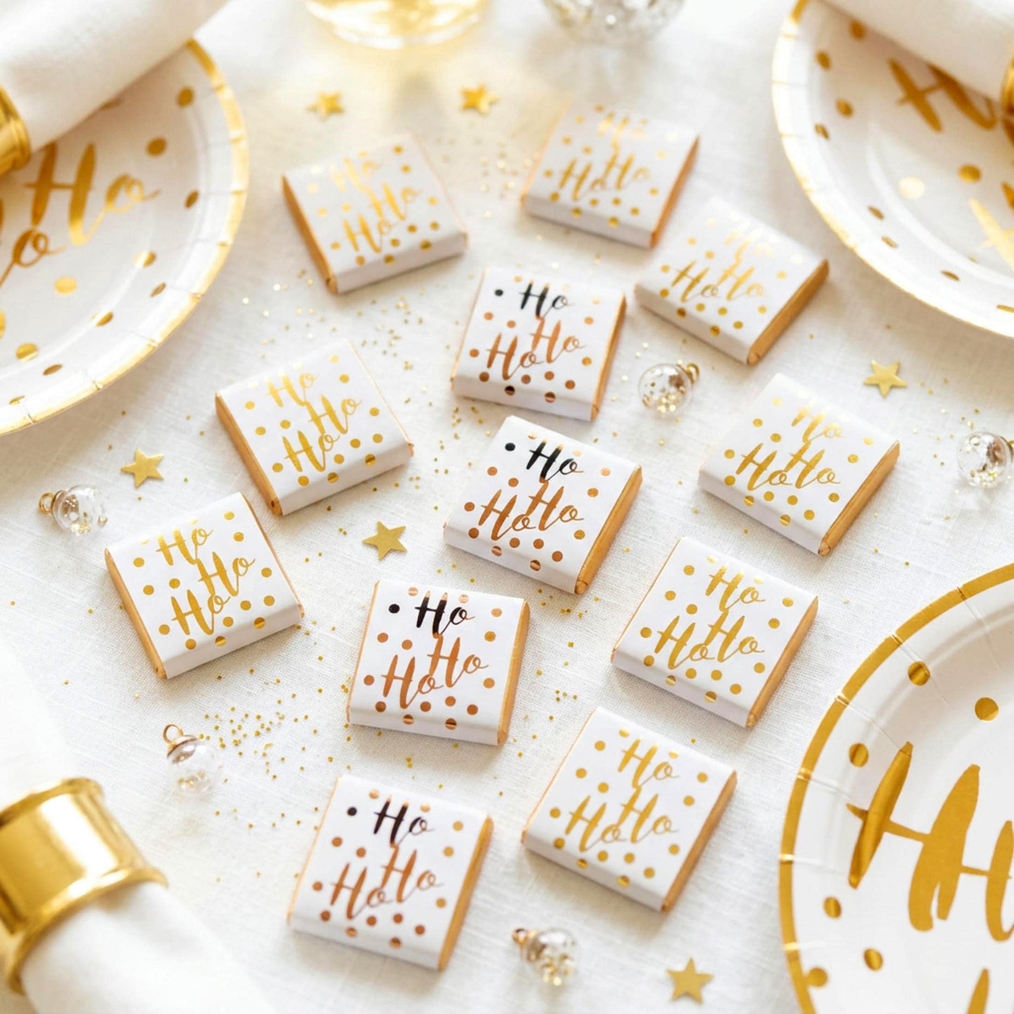 Personalised Christmas Party Favours Ho Ho Ho – Gold Foiled Festive Treats