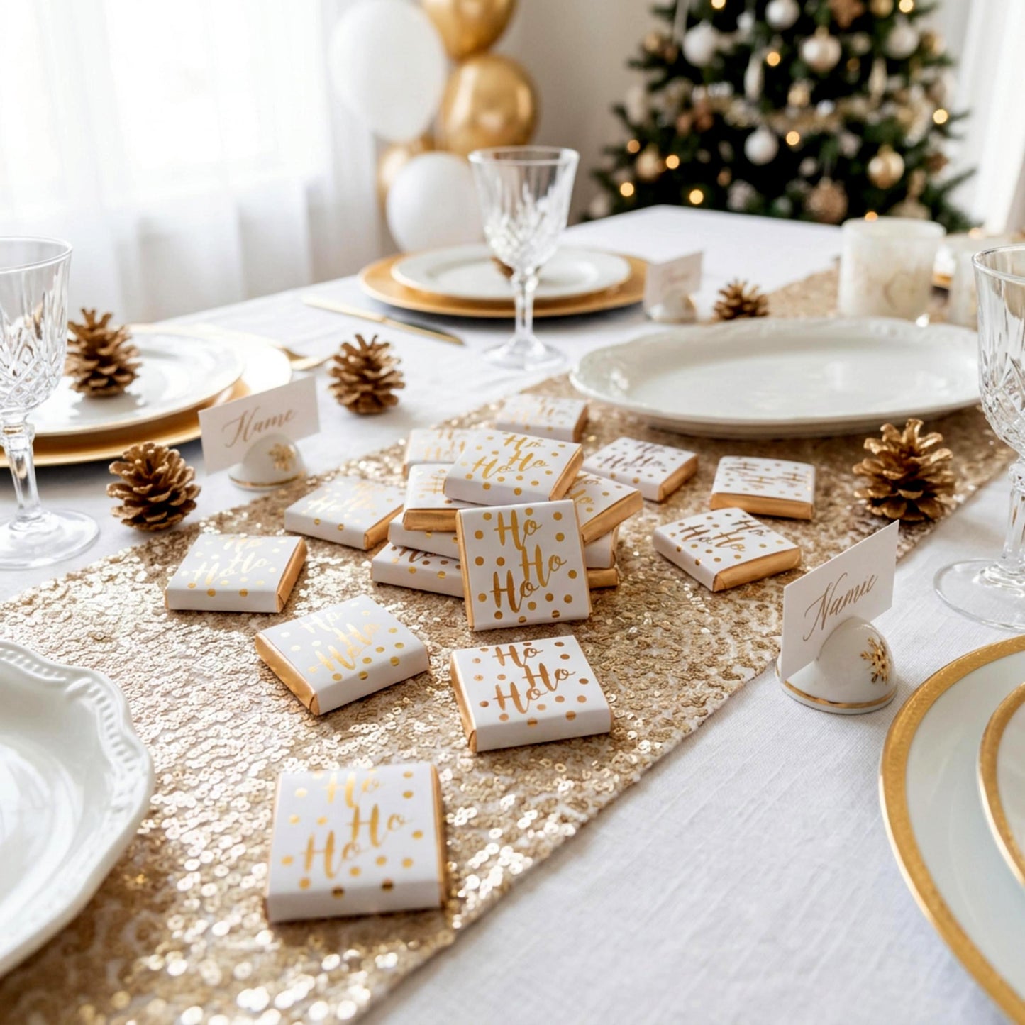 Personalised Christmas Party Favours Ho Ho Ho – Gold Foiled Festive Treats
