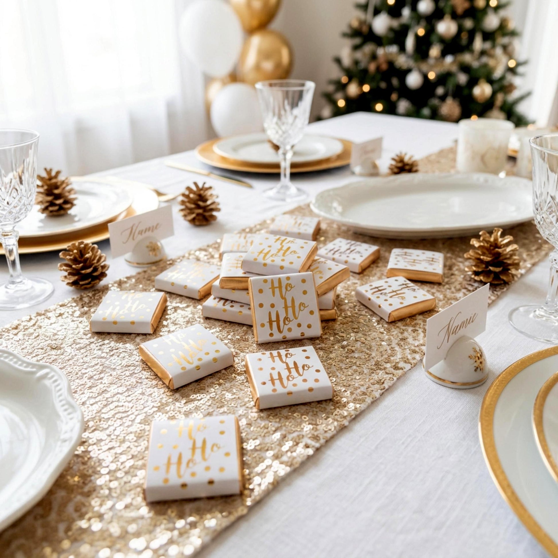 Personalised Christmas Party Favours Ho Ho Ho – Gold Foiled Festive Treats