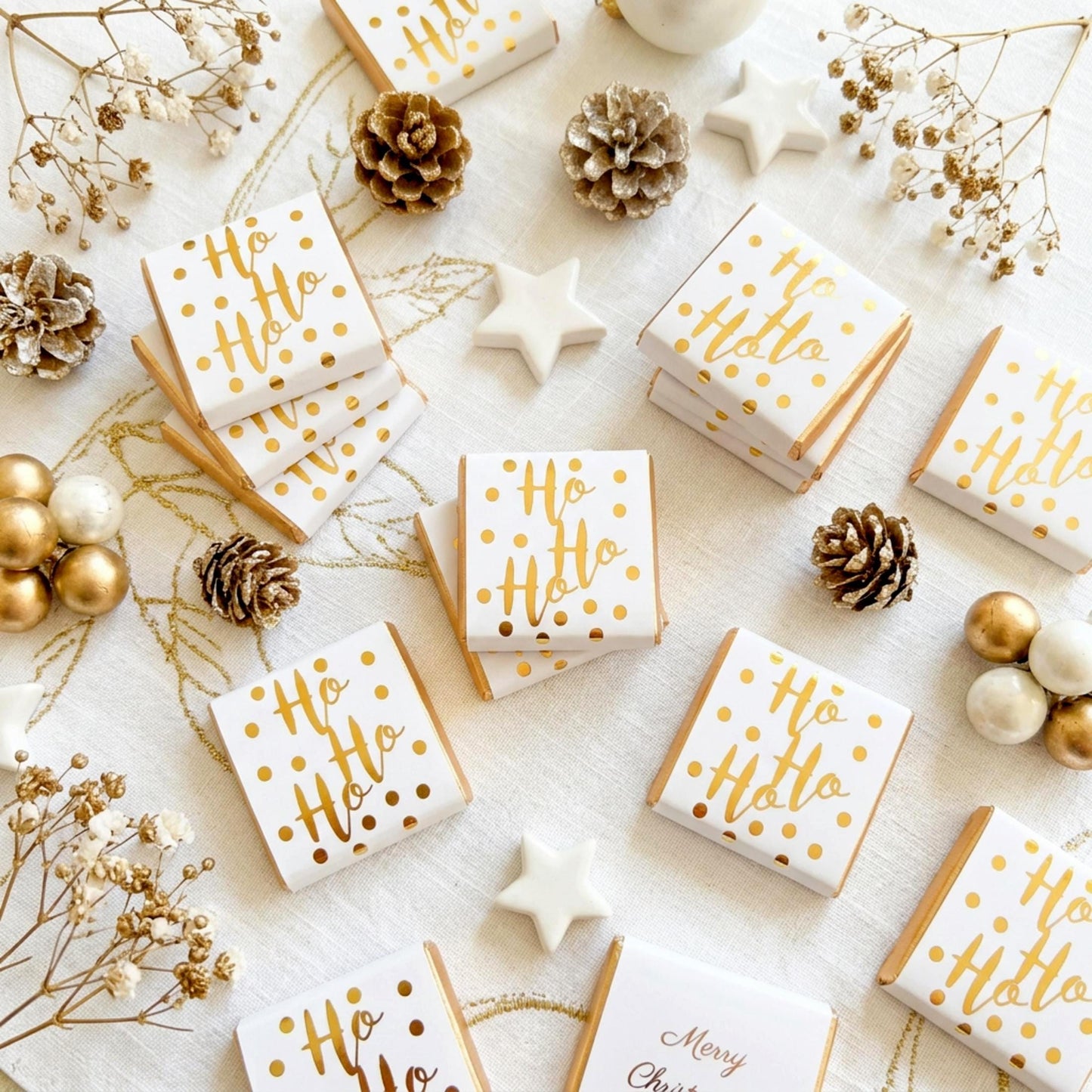 Personalised Christmas Party Favours Ho Ho Ho – Gold Foiled Festive Treats