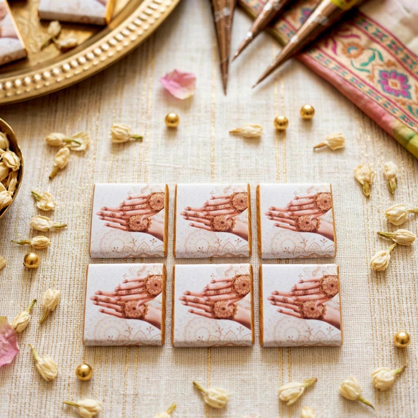 Personalised Mehndi Party Chocolate Favours - Henna Night Table Decor