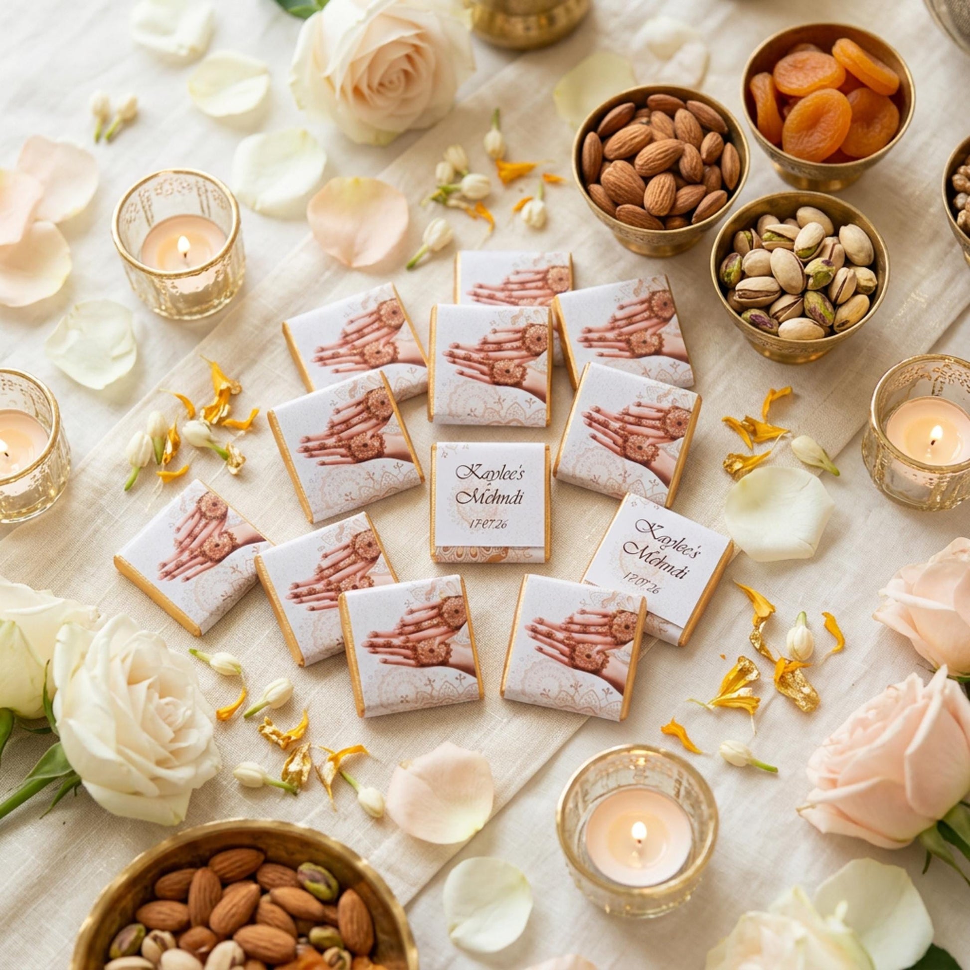 Personalised Mehndi Party Chocolate Favours - Henna Night Table Decor