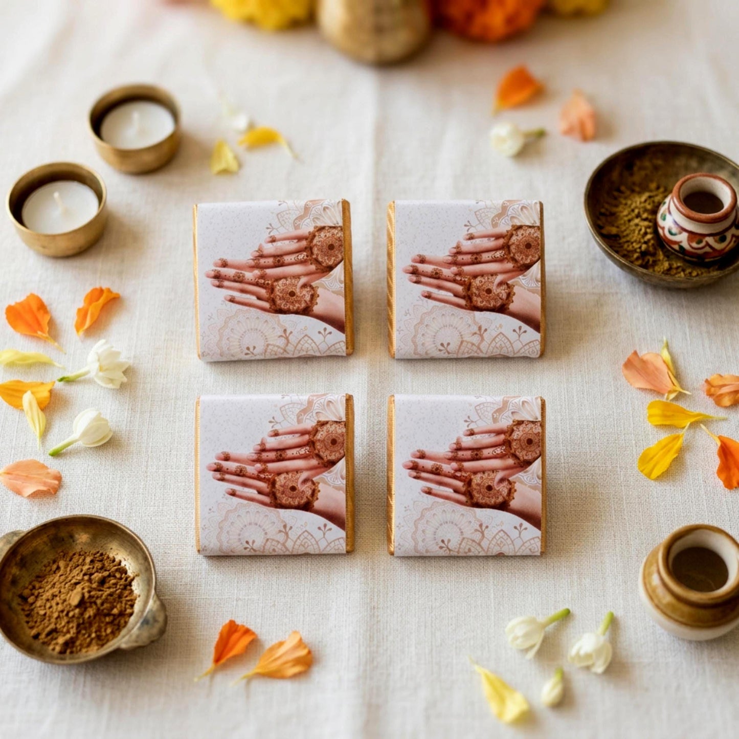 Personalised Mehndi Party Chocolate Favours - Henna Night Table Decor