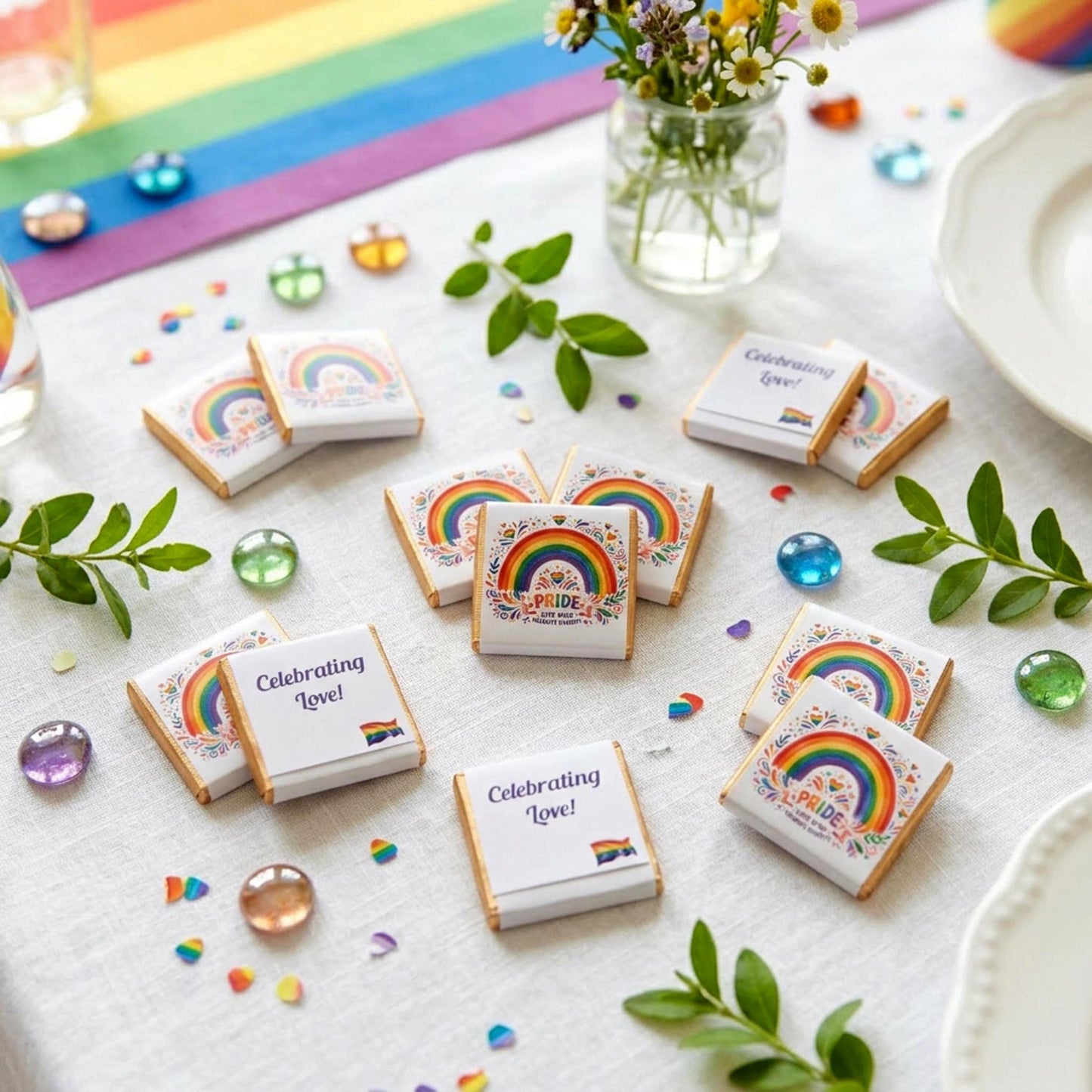 Personalised Pride Chocolate Favours - LGBTQ Wedding Treats - Celebrate Diversity Party Bag Fillers