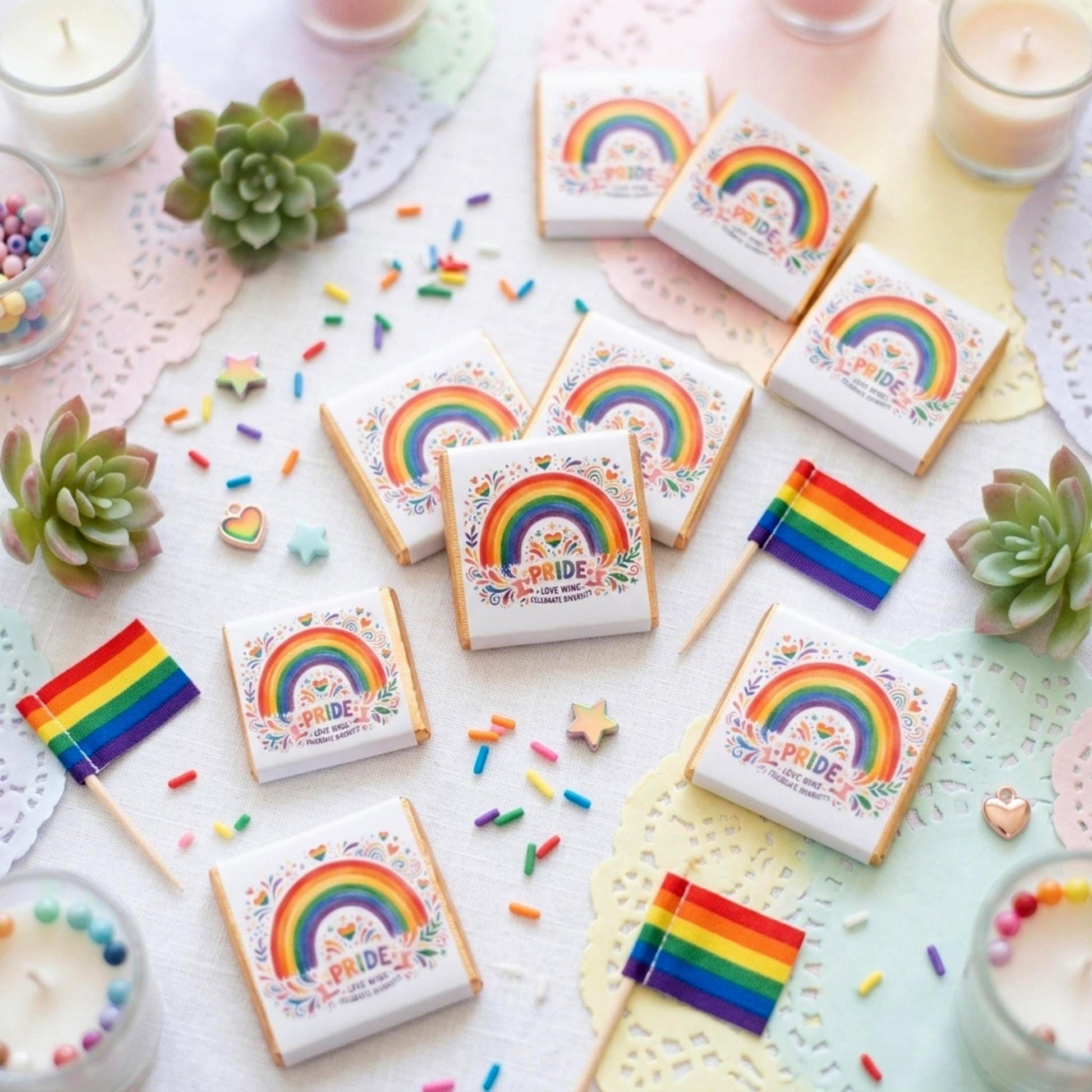 Personalised Pride Chocolate Favours - LGBTQ Wedding Treats - Celebrate Diversity Party Bag Fillers