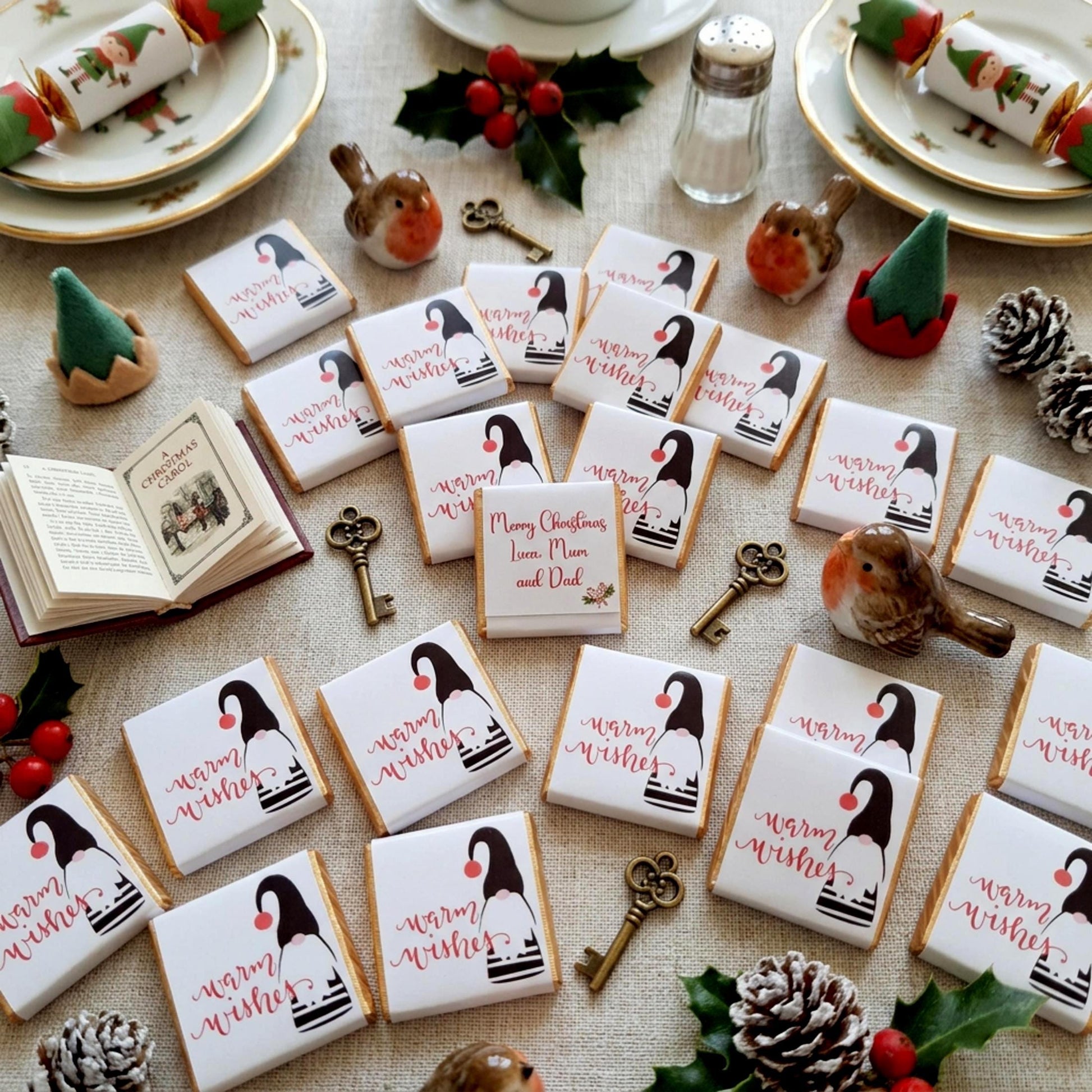 Personalised Christmas Chocolate Favours - Gonk Gnome