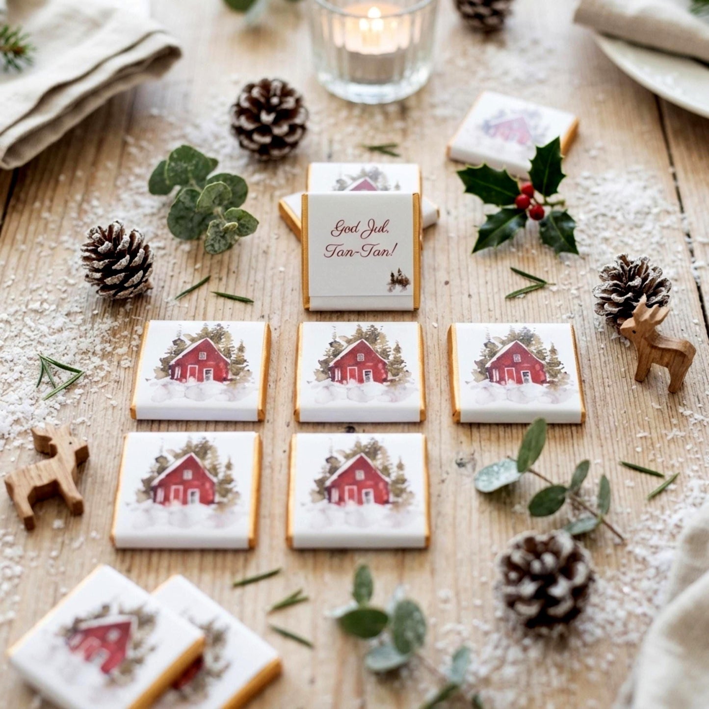 Personalised Christmas Party Favours Winter Woodland Cabin
