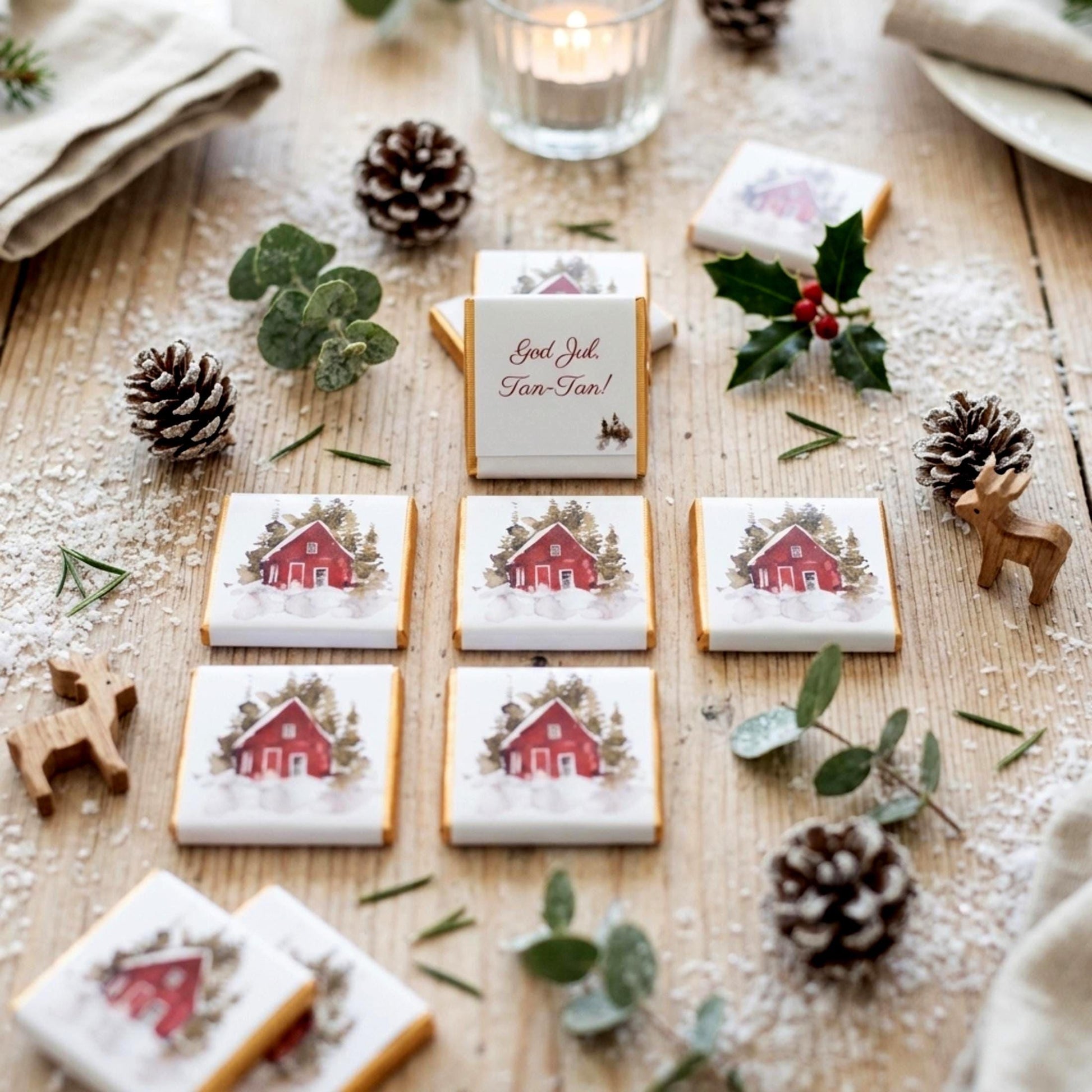 Personalised Christmas Party Favours Winter Woodland Cabin