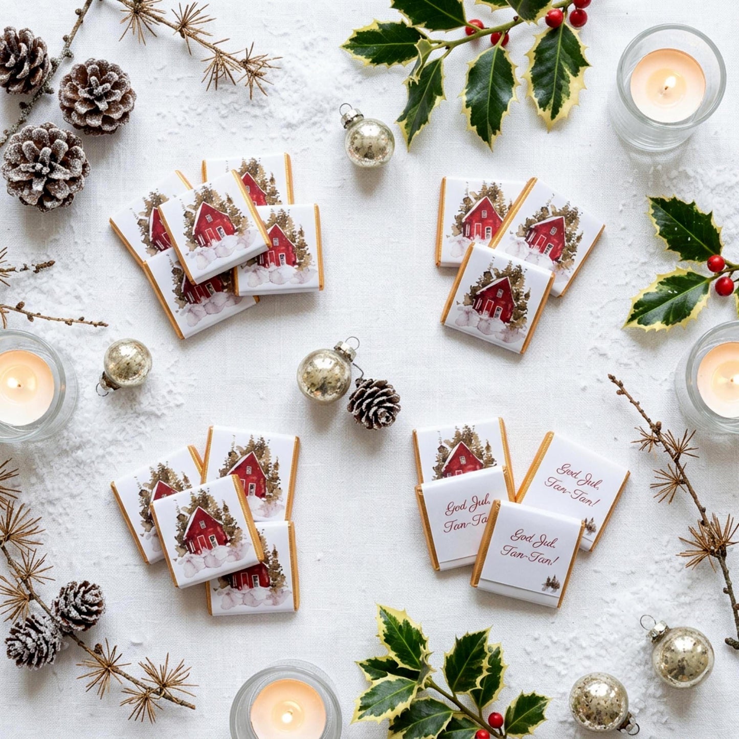 Personalised Christmas Party Favours Winter Woodland Cabin