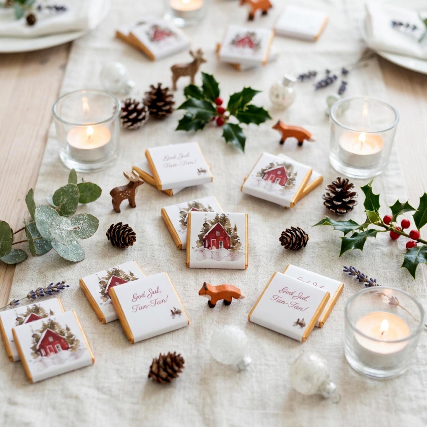Personalised Christmas Party Favours Winter Woodland Cabin