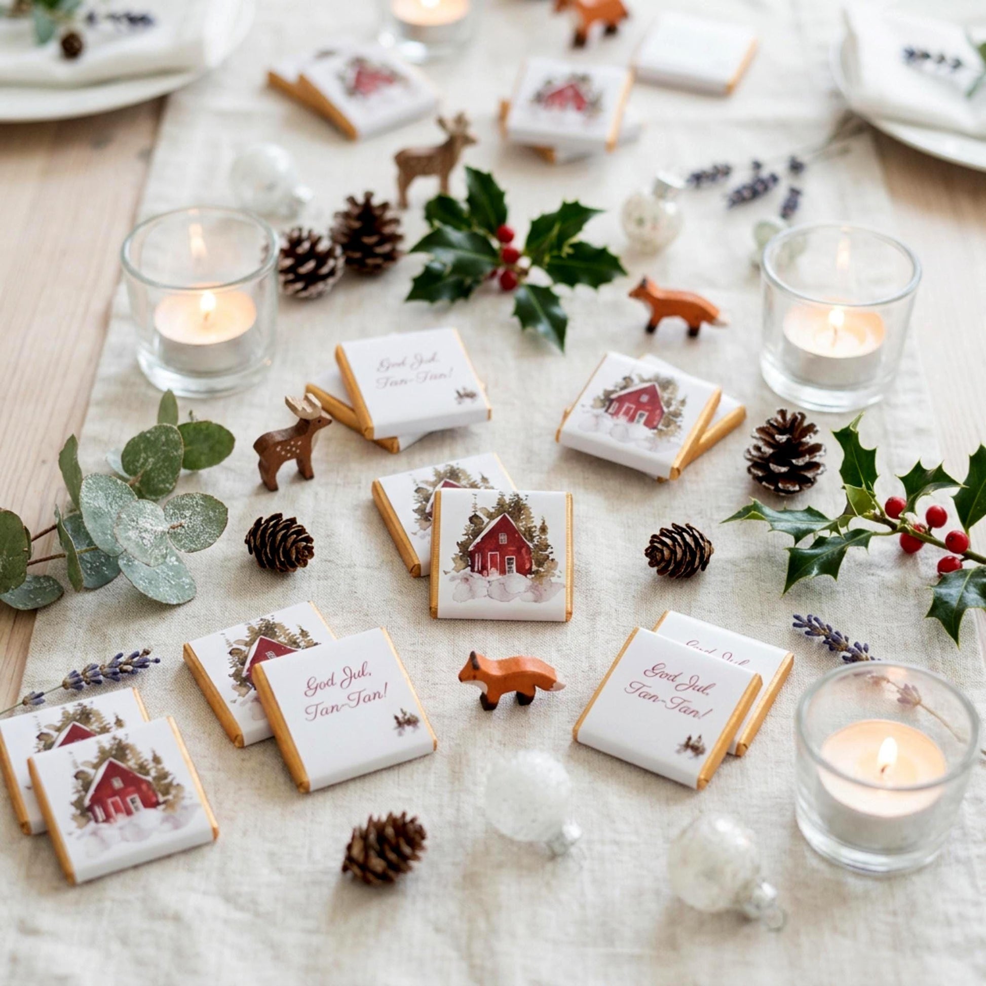 Personalised Christmas Party Favours Winter Woodland Cabin