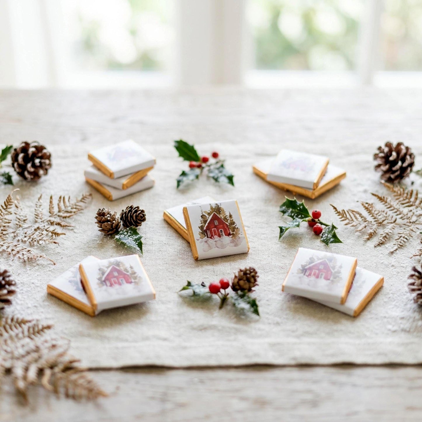 Personalised Christmas Party Favours Winter Woodland Cabin