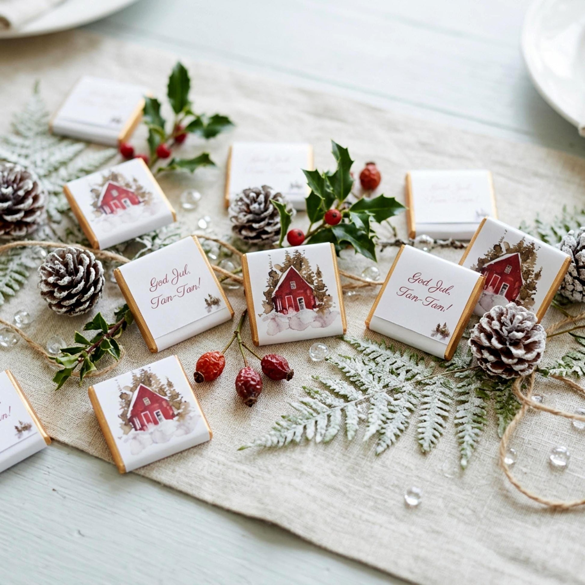 Personalised Christmas Party Favours Winter Woodland Cabin