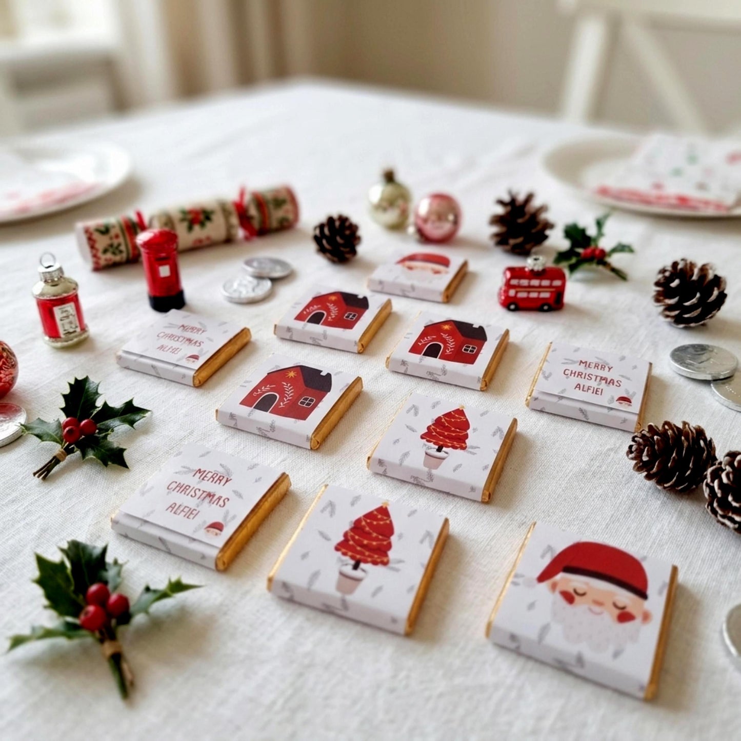 Personalised Christmas Party Favours for Children, Xmas motifs