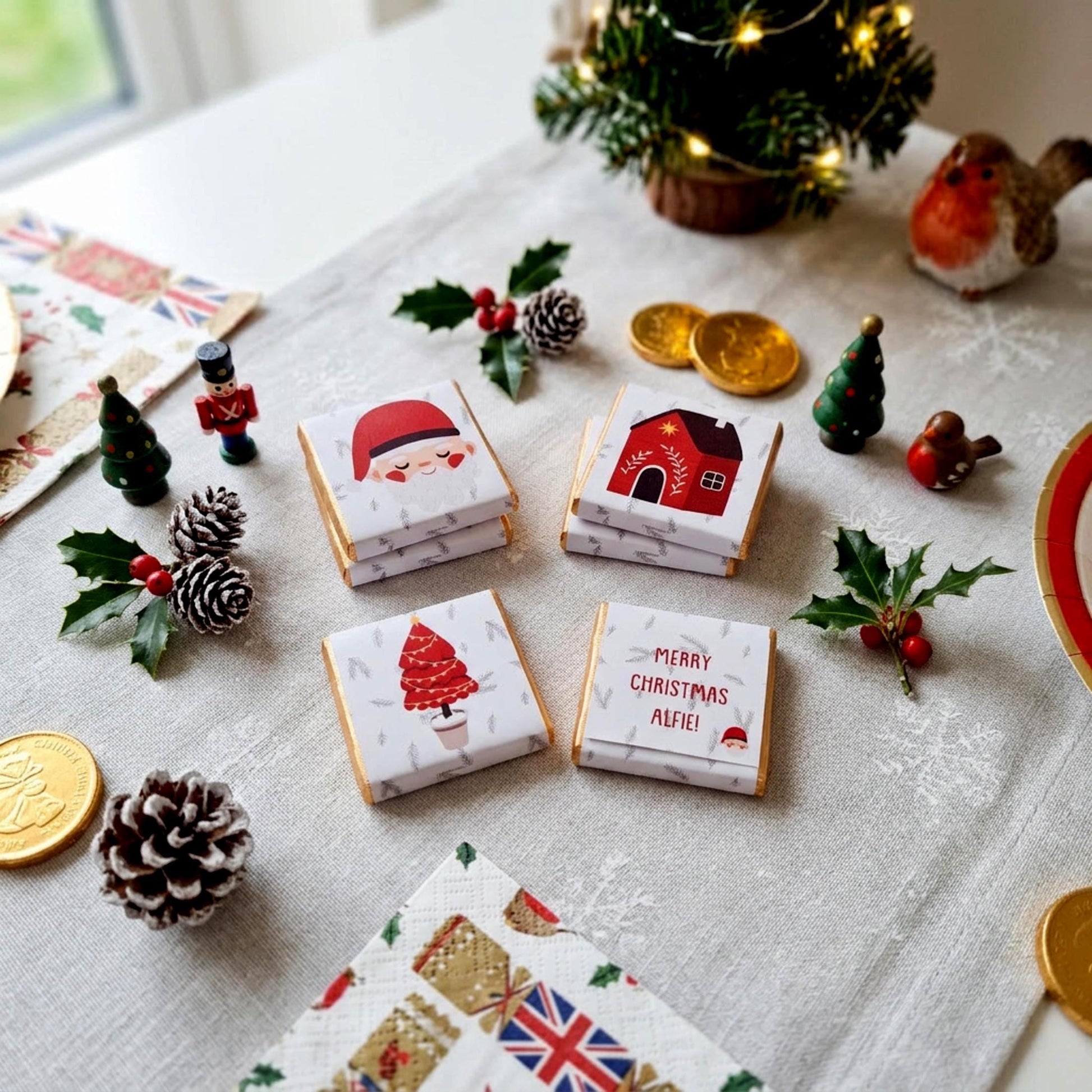 Personalised Christmas Party Favours for Children, Xmas motifs