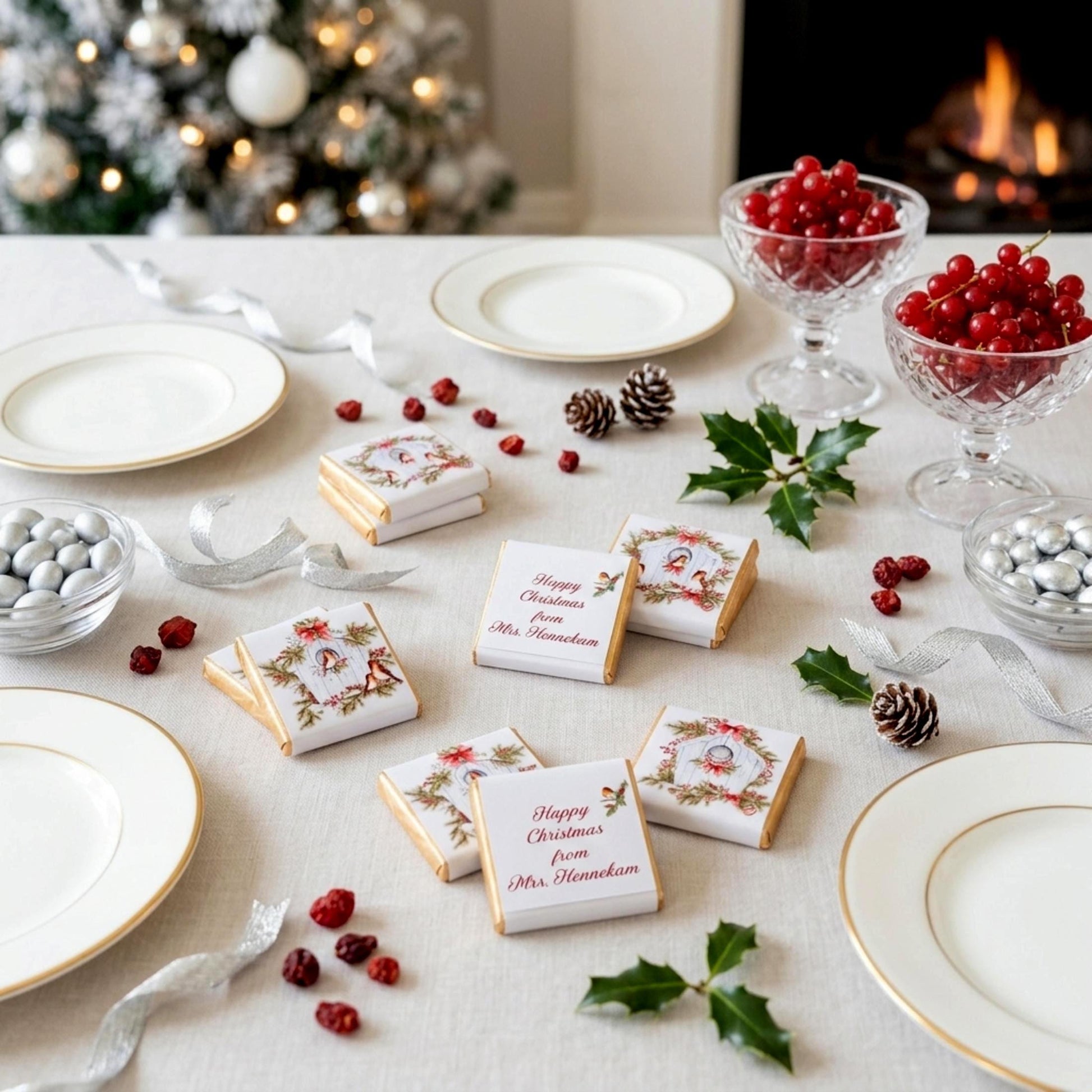 Personalised Christmas Festive Birds Party Favours