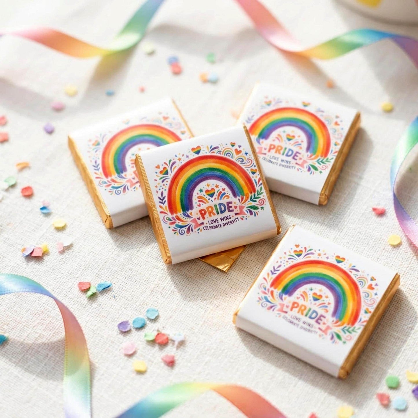 Personalised Pride Chocolate Favours - LGBTQ Wedding Treats - Celebrate Diversity Party Bag Fillers