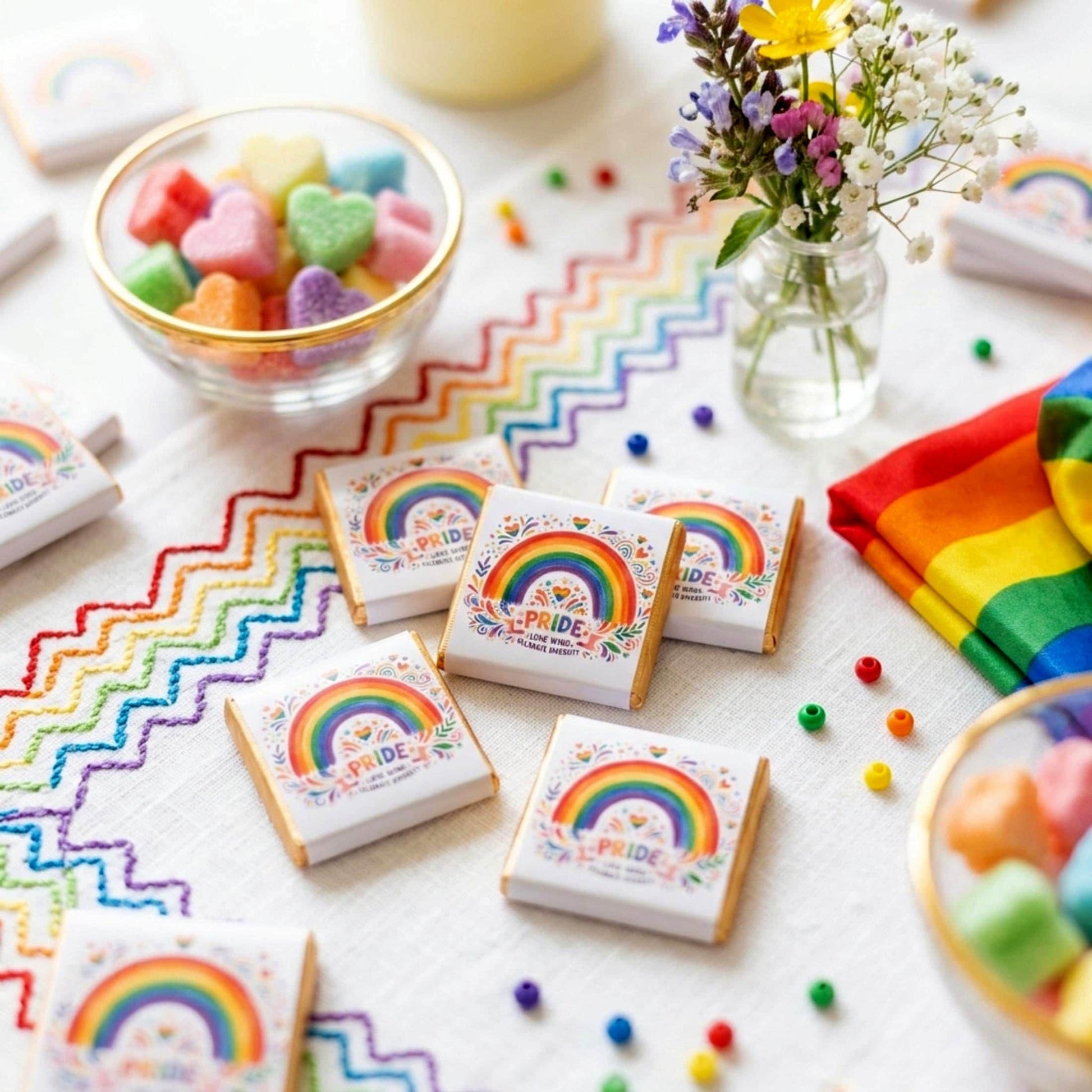 Personalised Pride Chocolate Favours - LGBTQ Wedding Treats - Celebrate Diversity Party Bag Fillers
