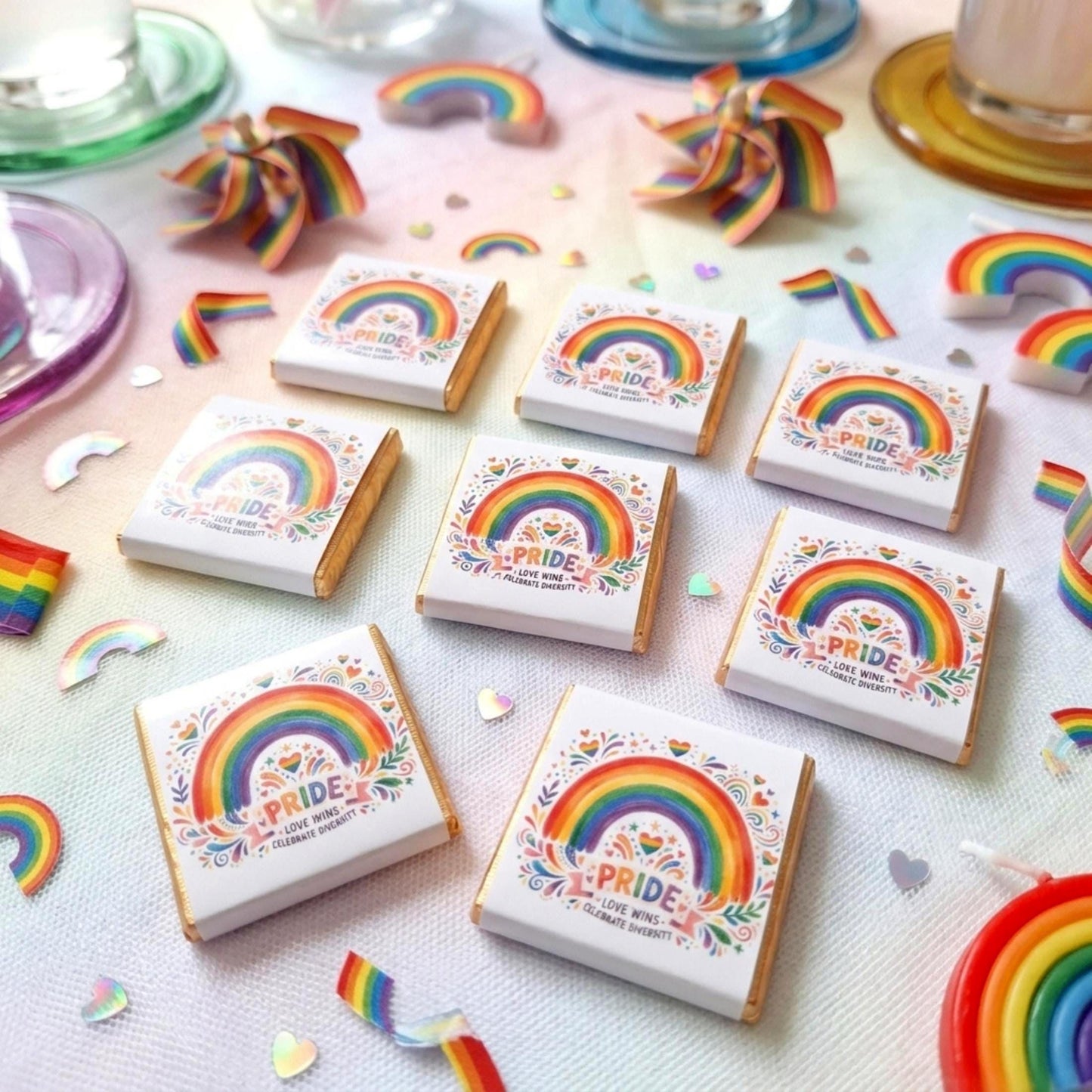 Personalised Pride Chocolate Favours - LGBTQ Wedding Treats - Celebrate Diversity Party Bag Fillers